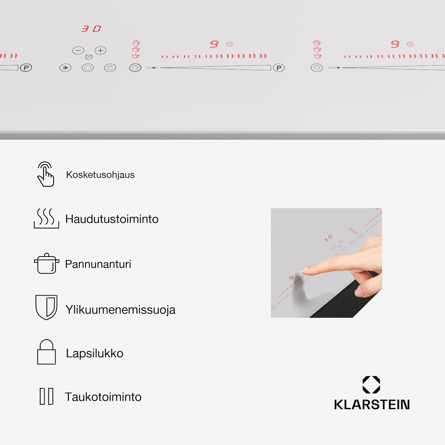 Masterzone Slim Round induktioliesi integroitava 4 keittoaluetta ThermoBoost Smart Flex Technology max. 7200 W 90 cm Slim | ei Flex-aluetta | Valkoinen