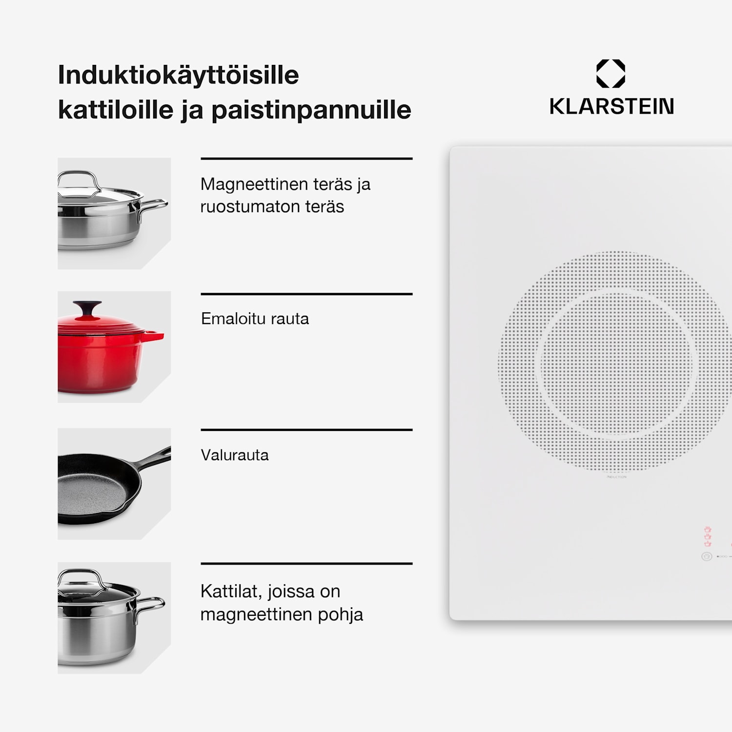 Masterzone Slim Round induktioliesi integroitava 4 keittoaluetta ThermoBoost Smart Flex Technology max. 7200 W 90 cm Slim | ei Flex-aluetta | Valkoinen