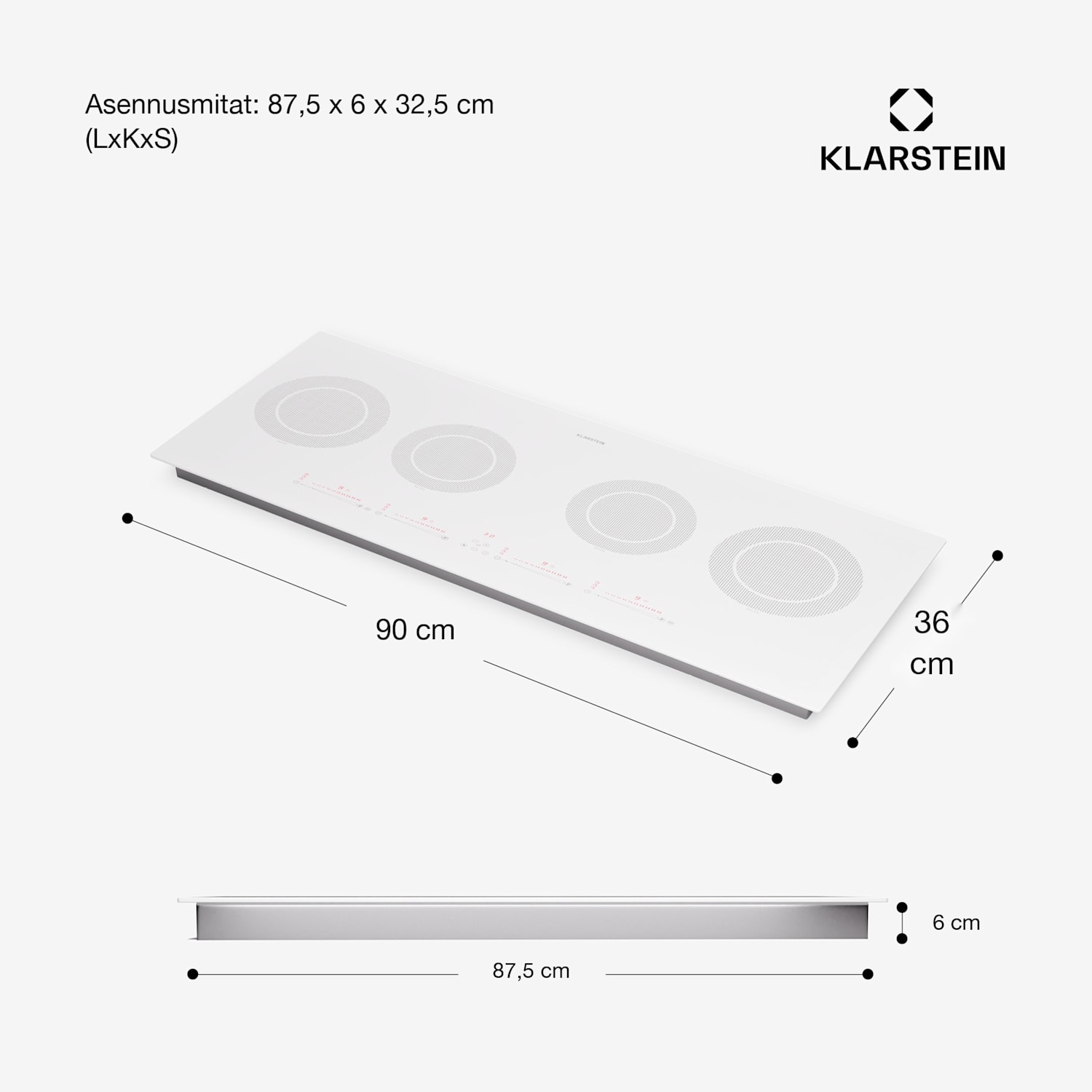 Masterzone Slim Round induktioliesi integroitava 4 keittoaluetta ThermoBoost Smart Flex Technology max. 7200 W 90 cm Slim | ei Flex-aluetta | Valkoinen