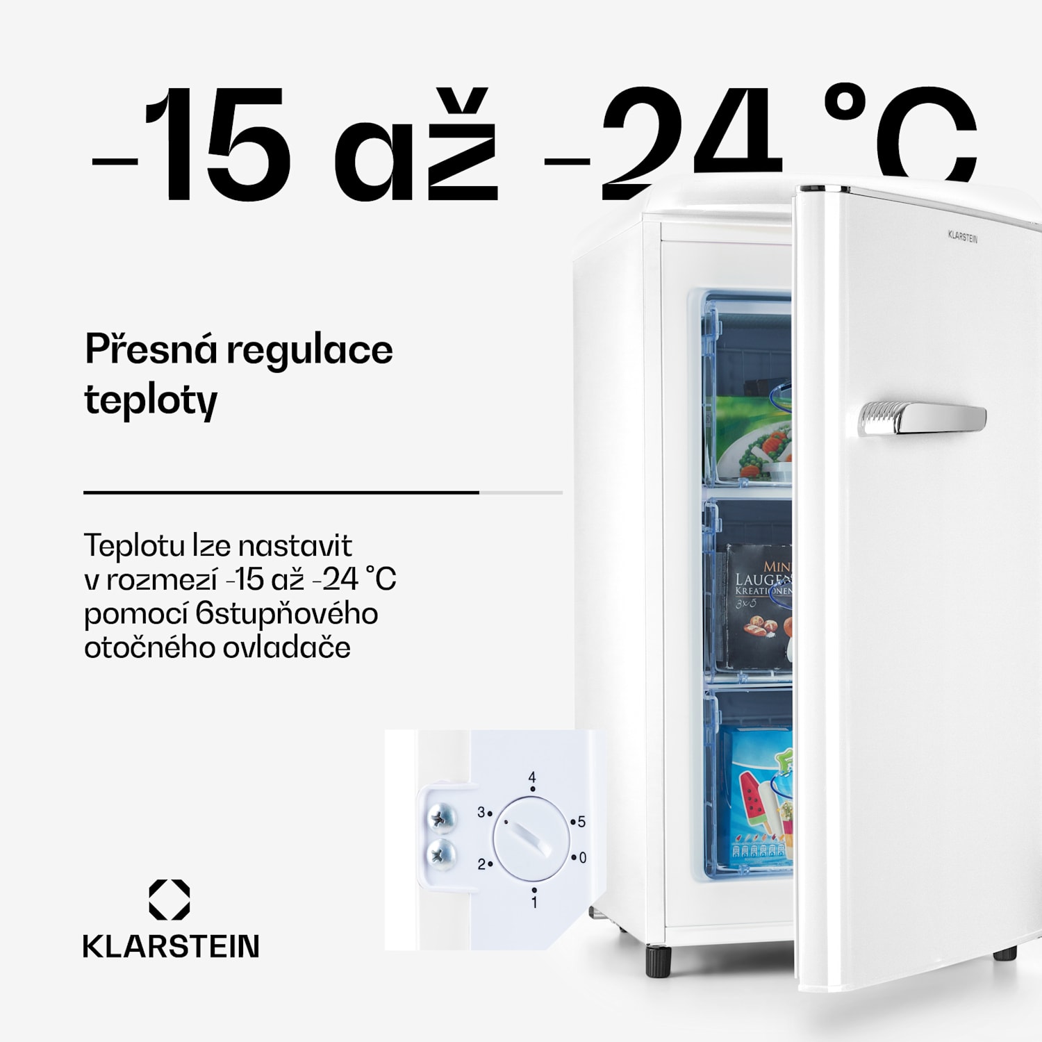 Laika 60L, mrazák, 60 l, 3 zásuvky, teplota: -18 až 0 °C Bílá