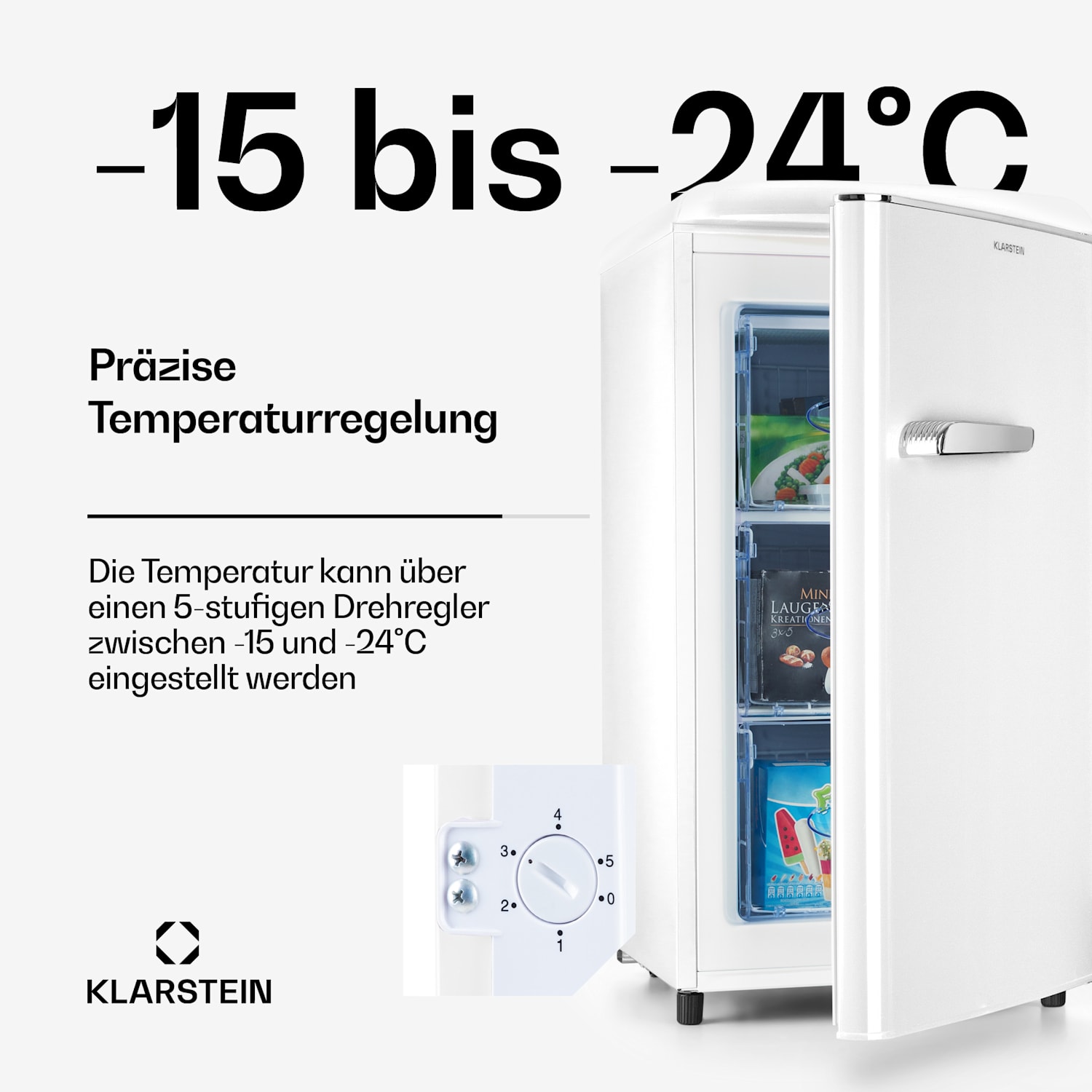 Laika 60L Gefrierschrank 60 Liter 3 Schubladen Temperatur: -18 bis 0 °C Weiß