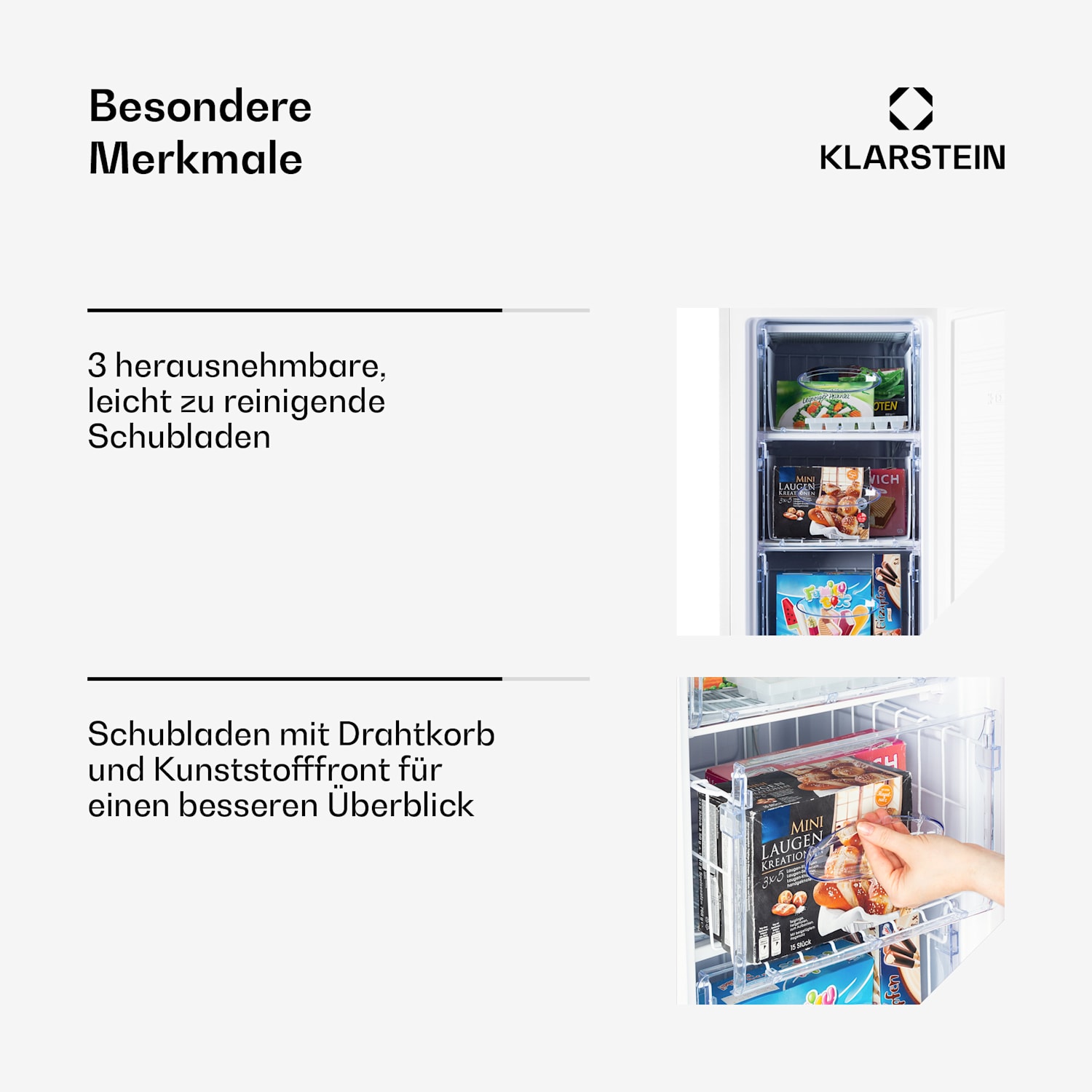 Laika 60L Gefrierschrank 60 Liter 3 Schubladen Temperatur: -18 bis 0 °C Weiß