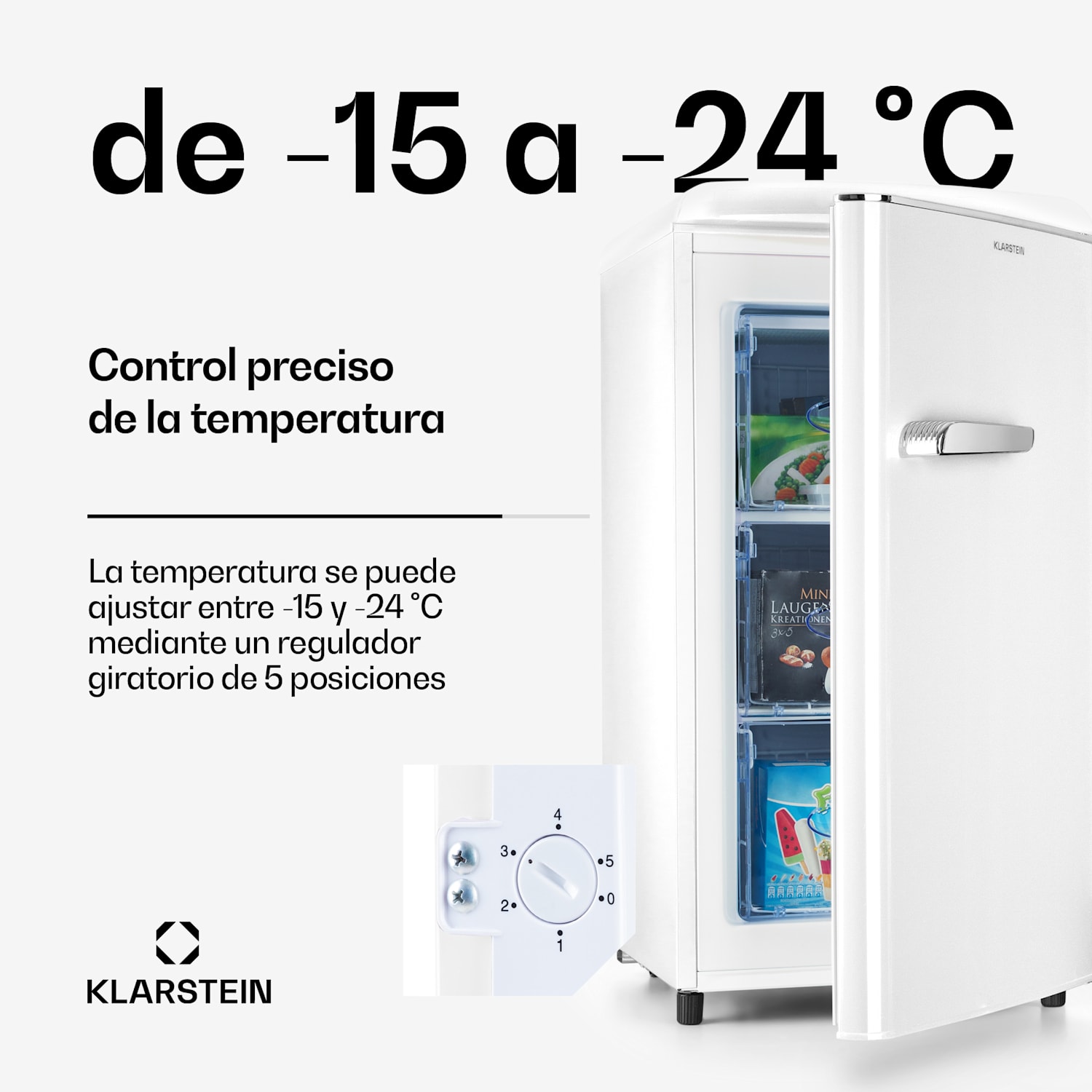 Laika 60L Congelador 60 litros 3 cajones Temperatura: -18 a 0 °C Blanco