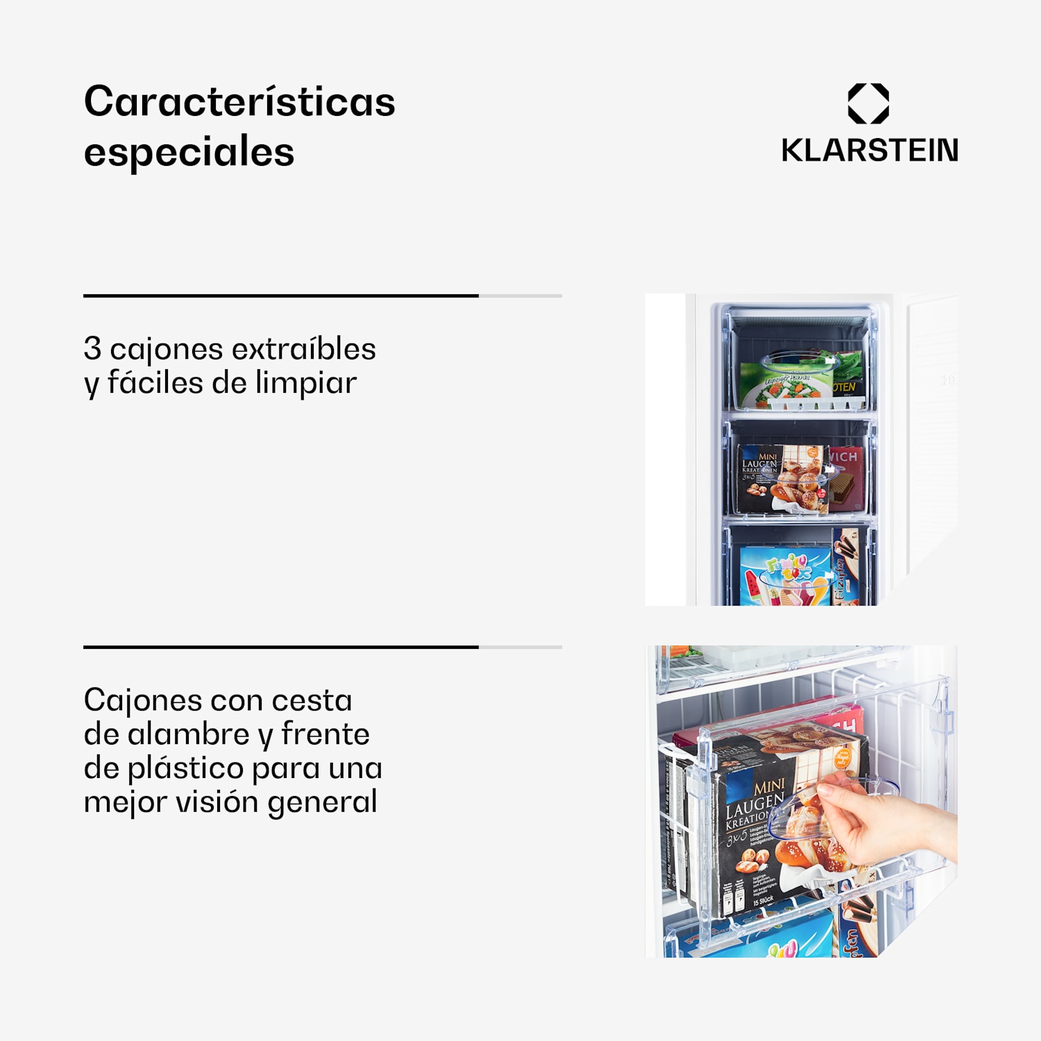 Laika 60L Congelador 60 litros 3 cajones Temperatura: -18 a 0 °C Blanco
