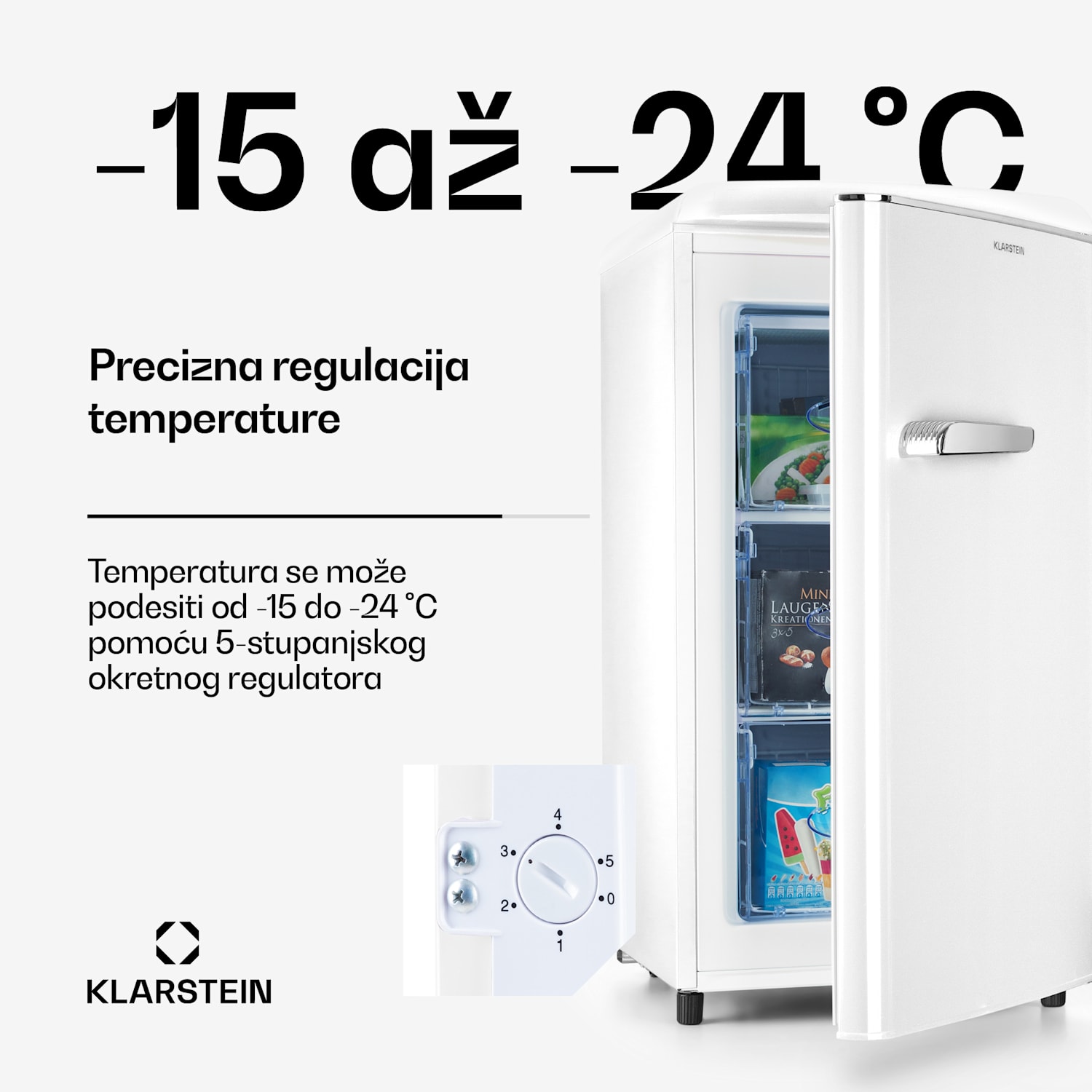 Laika 60L, zamrzivač, 60 l, 3 ladice, temperatura: -18 do 0 °C Bijela