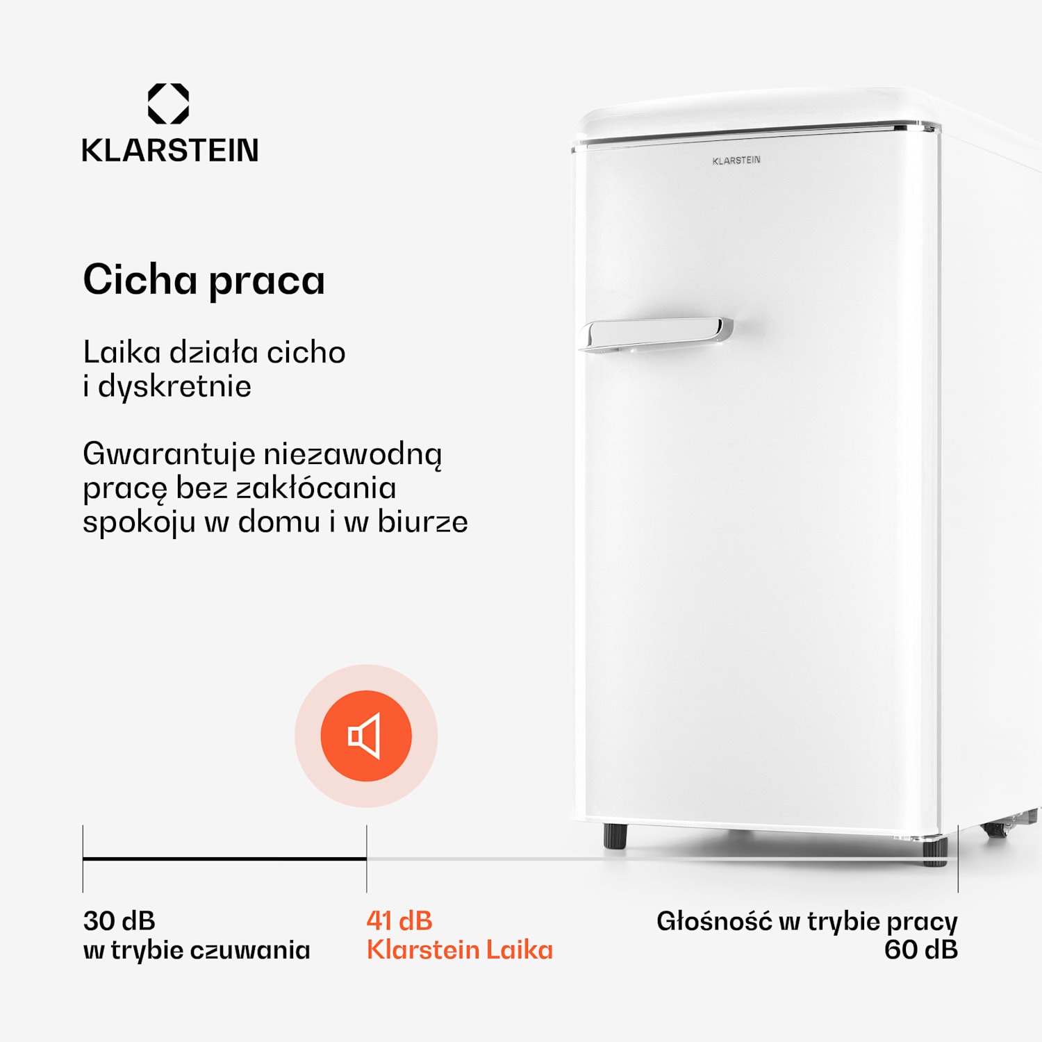 Laika 60l, zamrażarka 60 litrów 3 szuflady temperatura: -18 do 0°C Biały