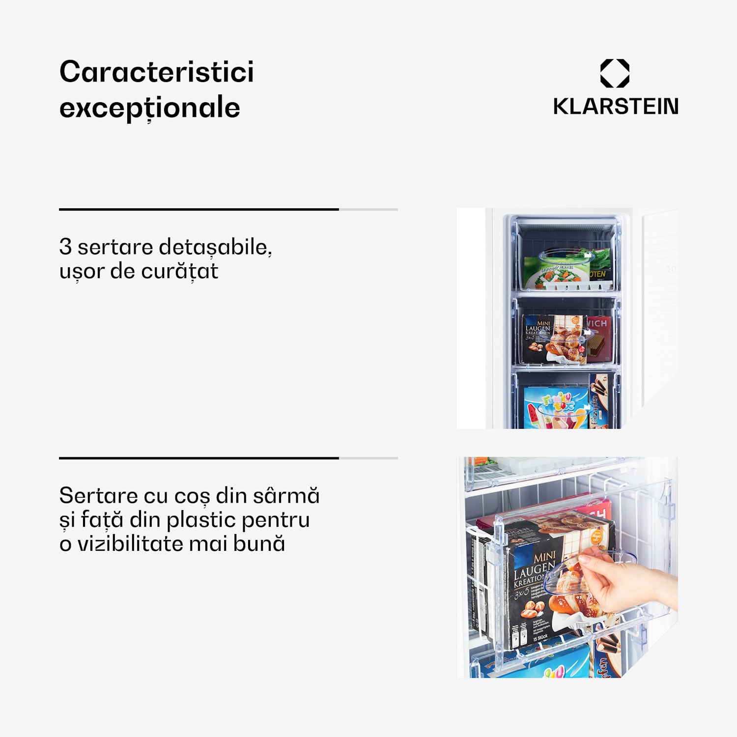 Laika 60L, congelator, 60 l, 3 sertare, temperatura: -18 la 0 °C Alb
