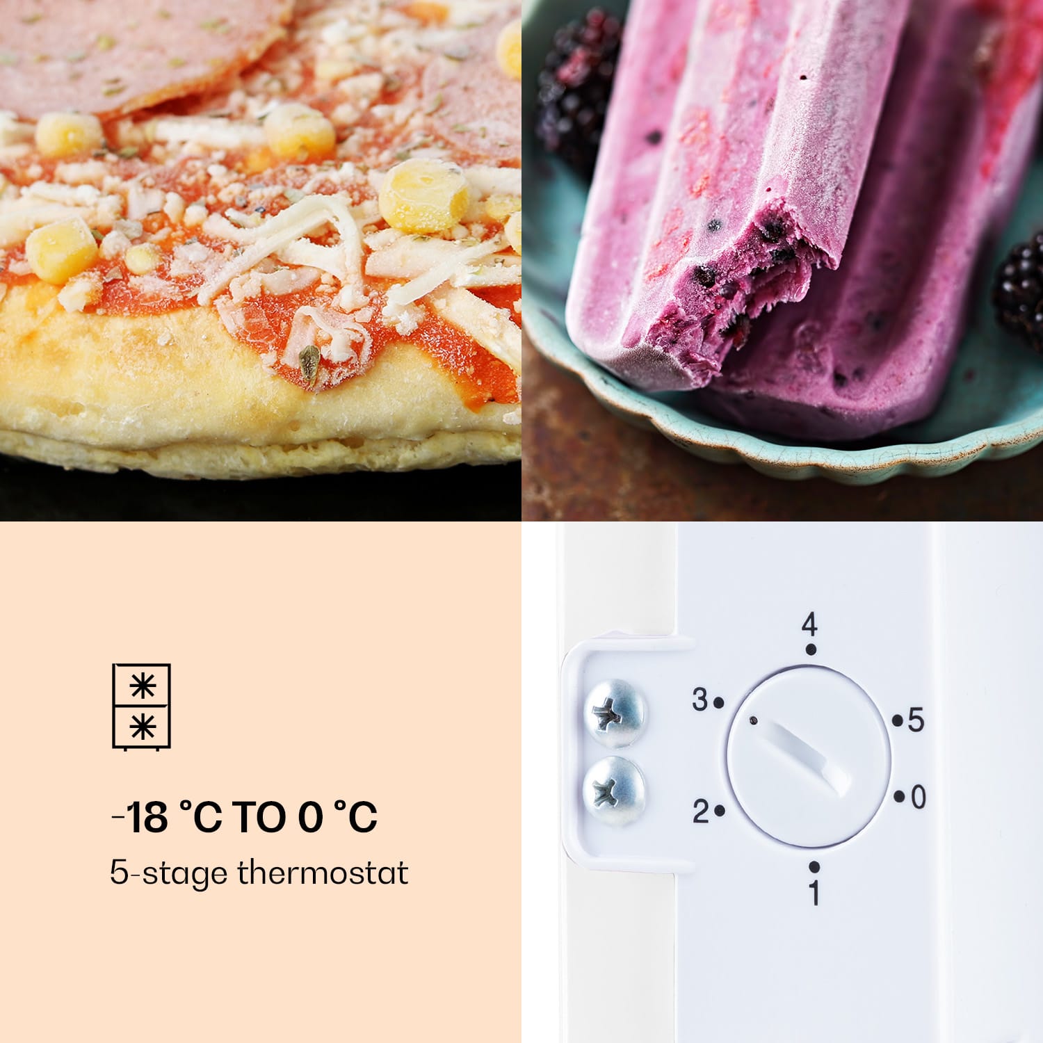 Laika 60L, congelator, 60 l, 3 sertare, temperatura: -18 la 0 °C Crem