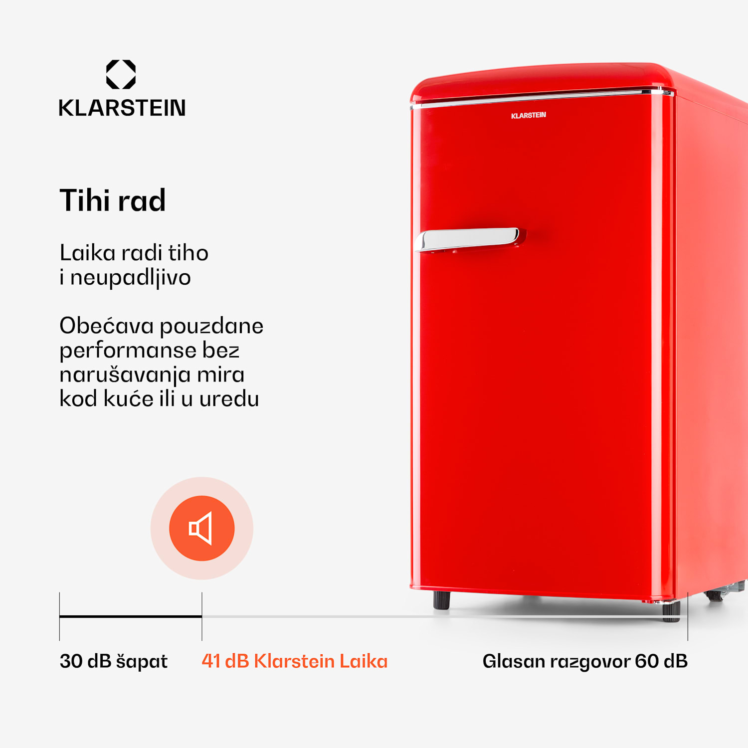 Laika 60L, zamrzivač, 60 l, 3 ladice, temperatura: -18 do 0 °C Crvena