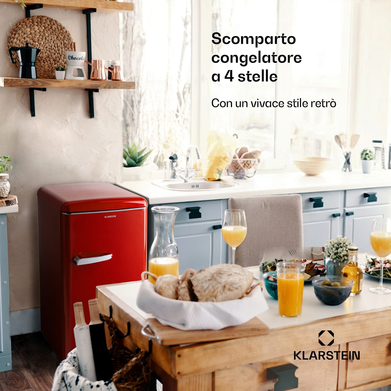 Laika 60 L - Congelatore, 60 litri, 3 cassetti, temperatura: da -18 a 0 °C Rosso
