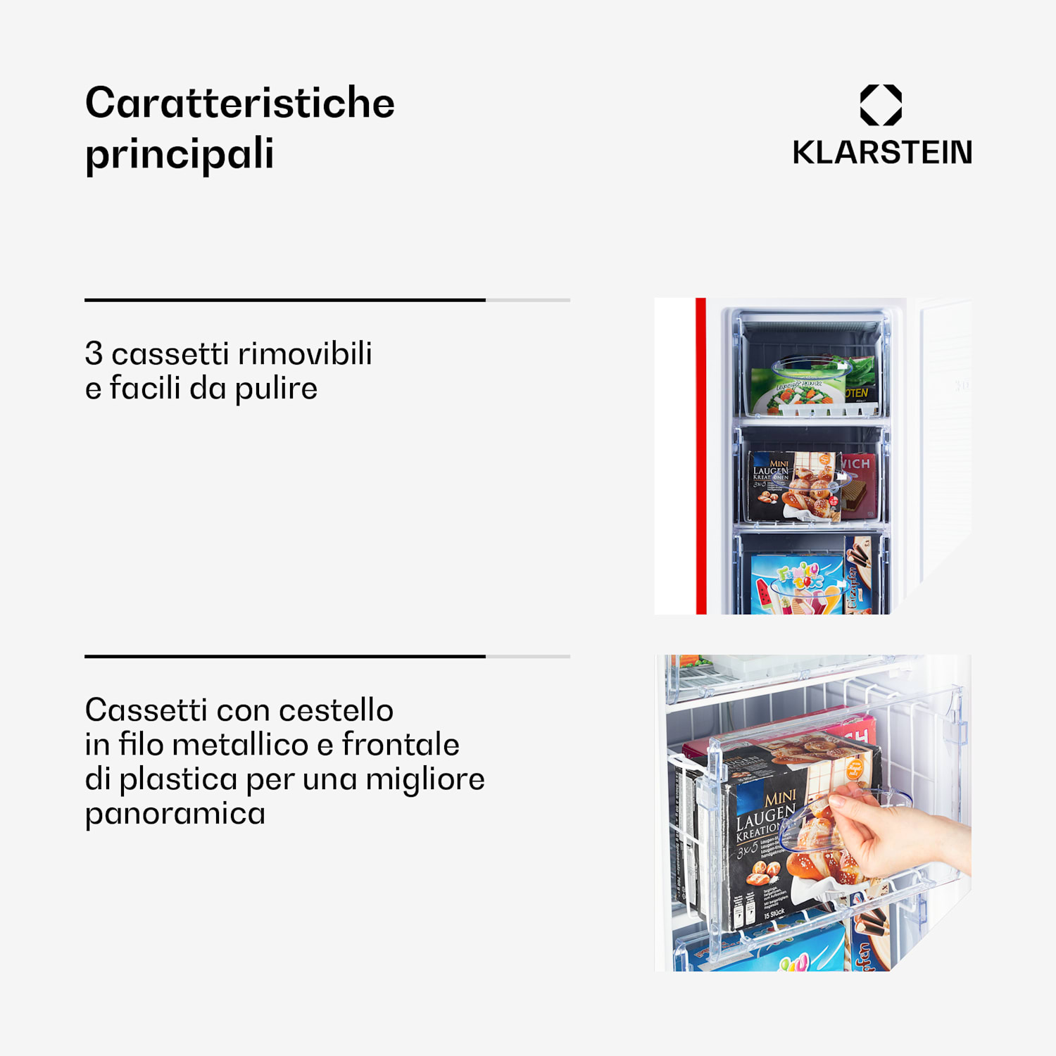 Laika 60 L - Congelatore, 60 litri, 3 cassetti, temperatura: da -18 a 0 °C Rosso