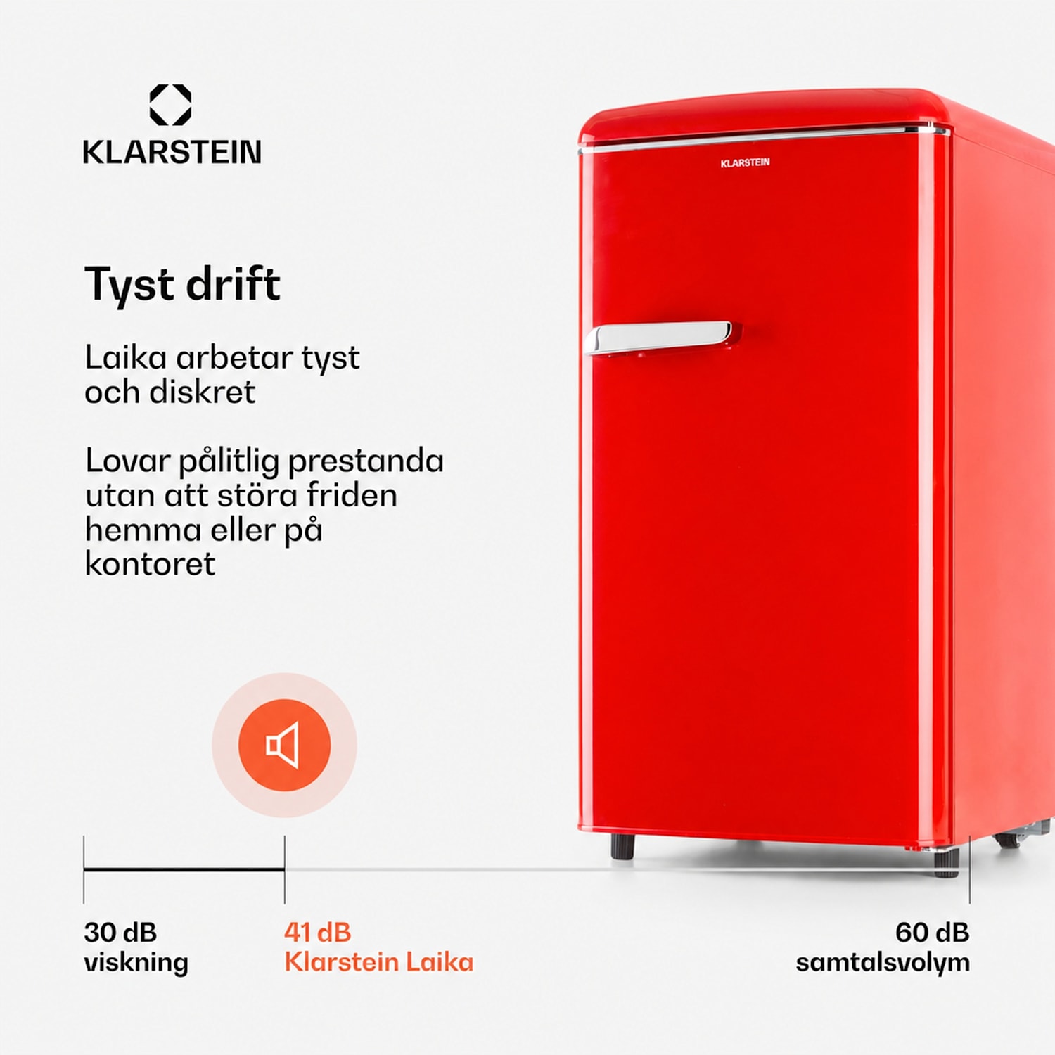 Laika 60L Frysskåp 60 liter 3 lådor temperatur: -18 till 0 °C Röd