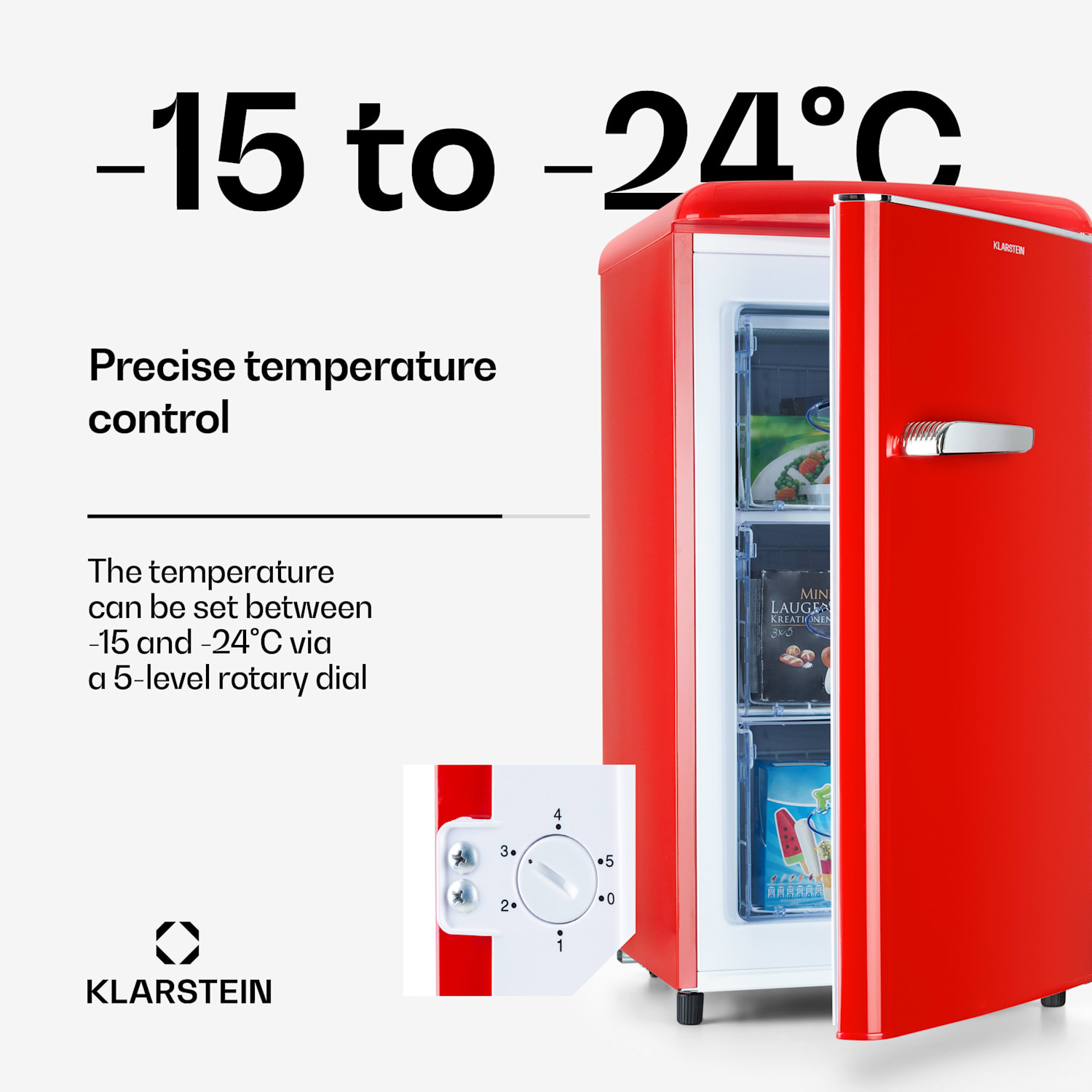 Laika 60L pakastin 60 litraa 3 laatikkoa lämpötila: -18–0 °C Punainen