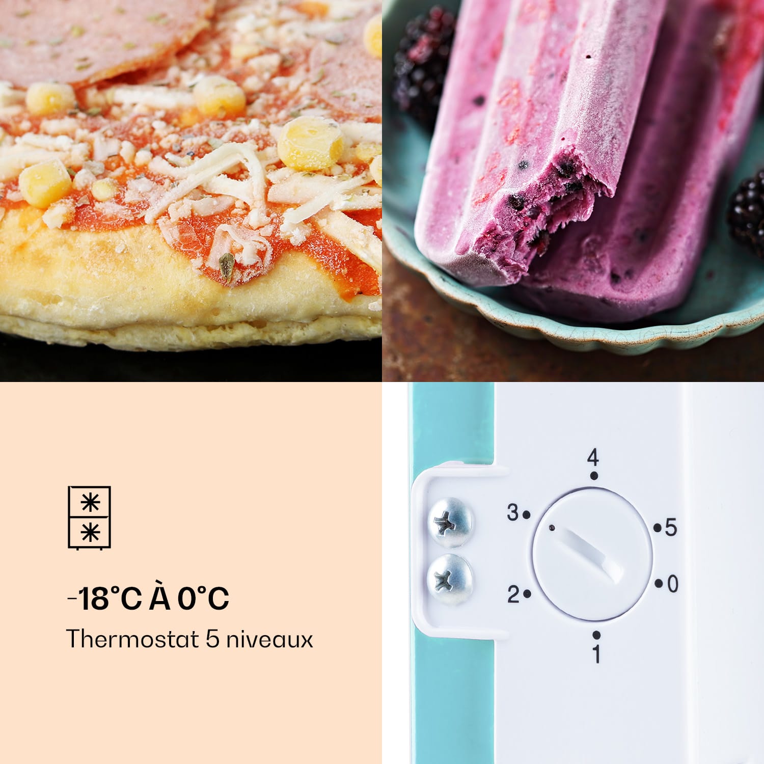 Laika 60L diepvrieskast 60 liter 3 lades temperatuur: -18 tot 0 °C Pastelblauw