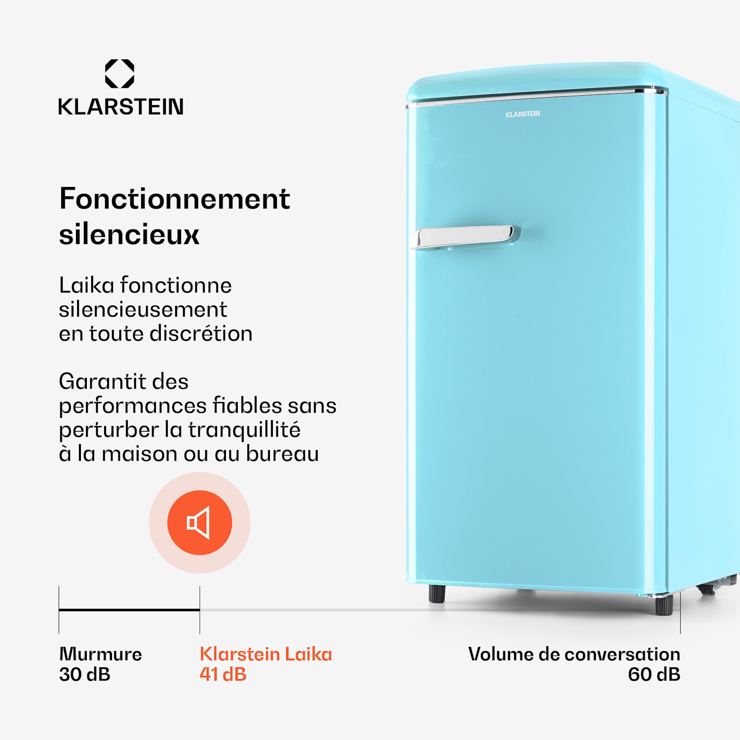 Congélateur Laika 60L 60 litres 3 tiroirs Température : -18 à 0 °C Bleu Pastel