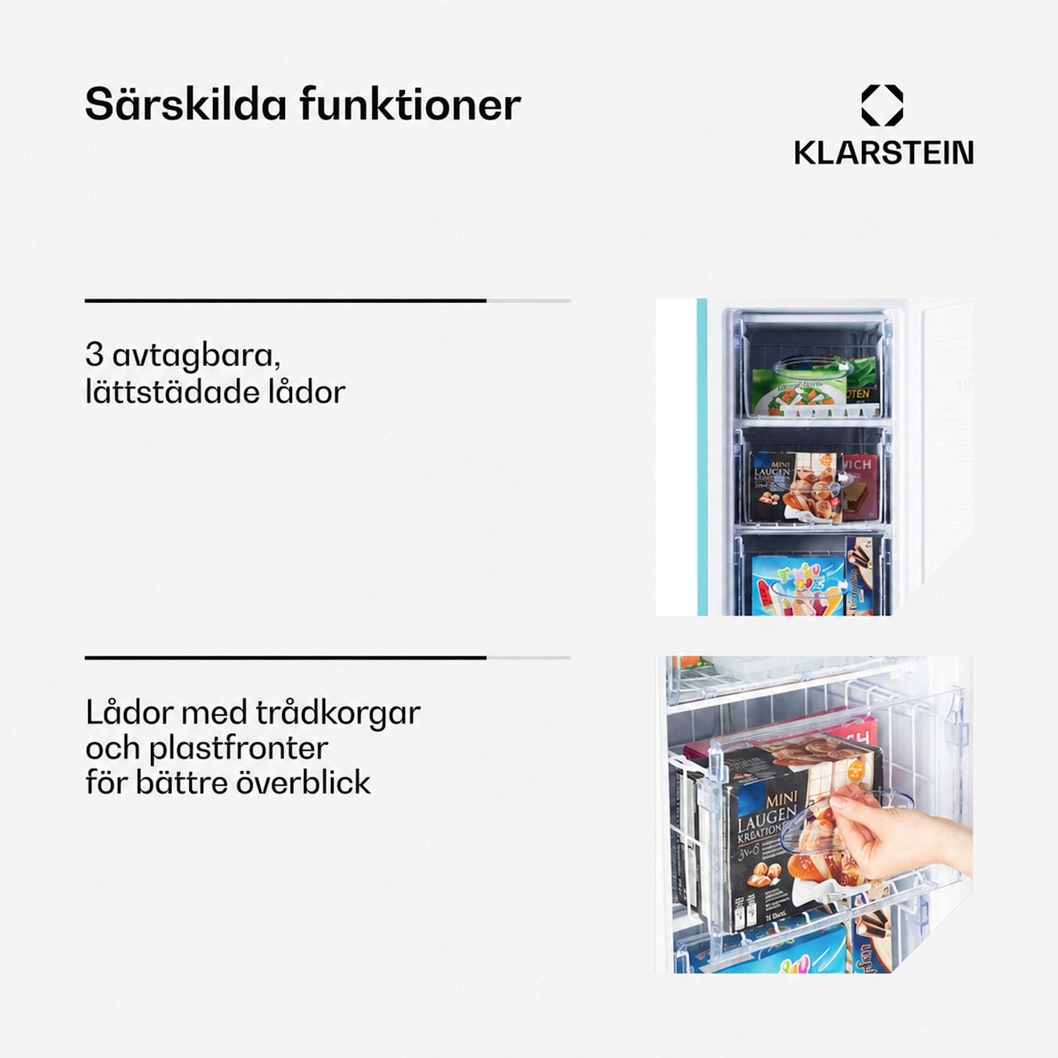 Laika 60L Frysskåp 60 liter 3 lådor temperatur: -18 till 0 °C Pastellblå