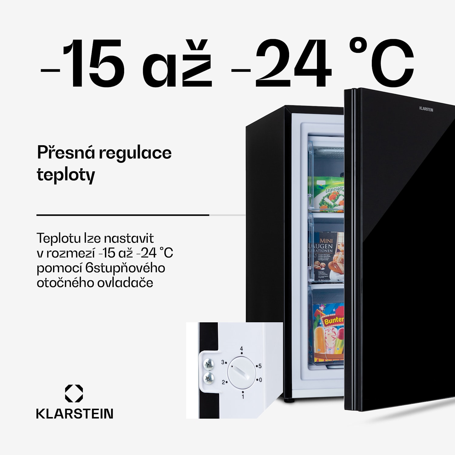 Pluto 80L, čtyřhvězdičková mraznička, 80 l, do -18 °C Černá