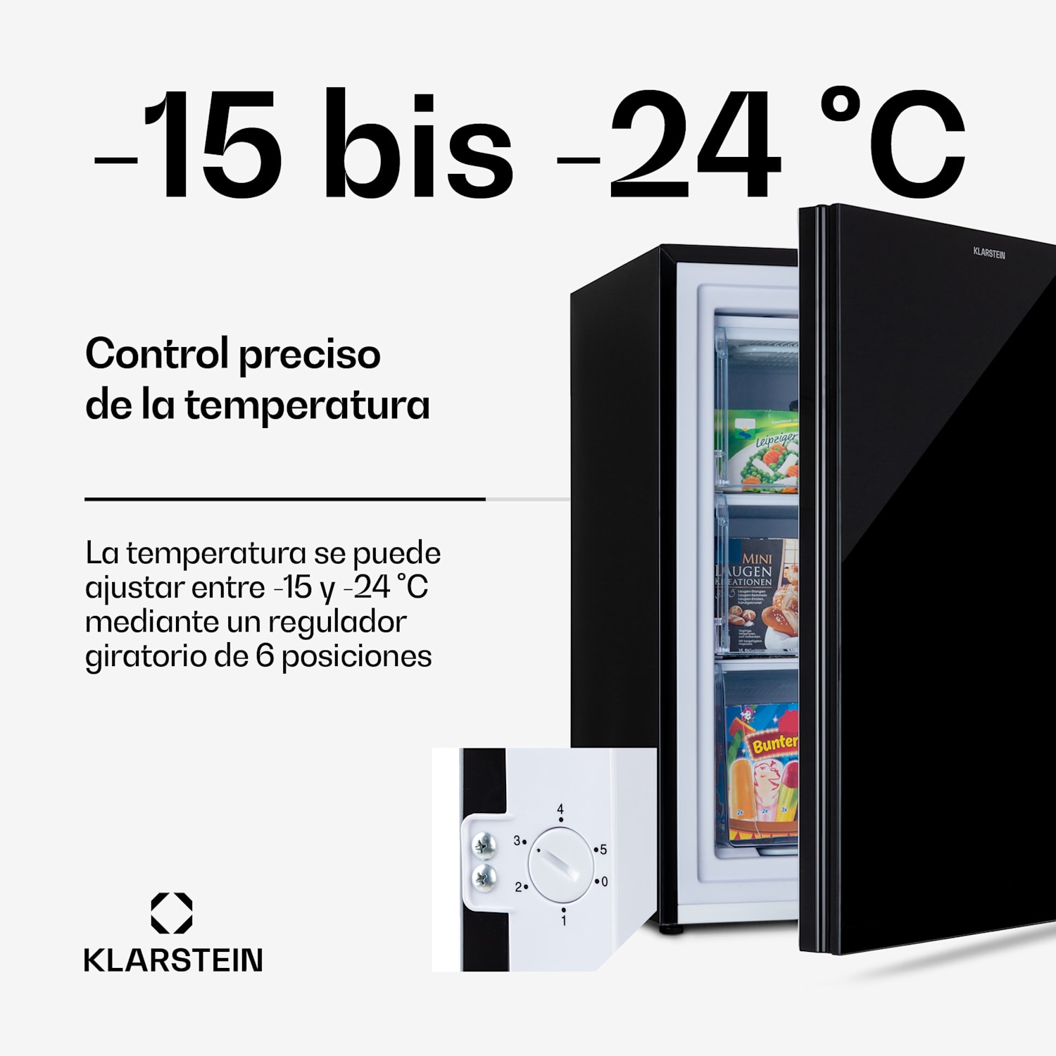 Congelador Pluto 80L 4 estrellas 80 litros hasta -18 °C Negro