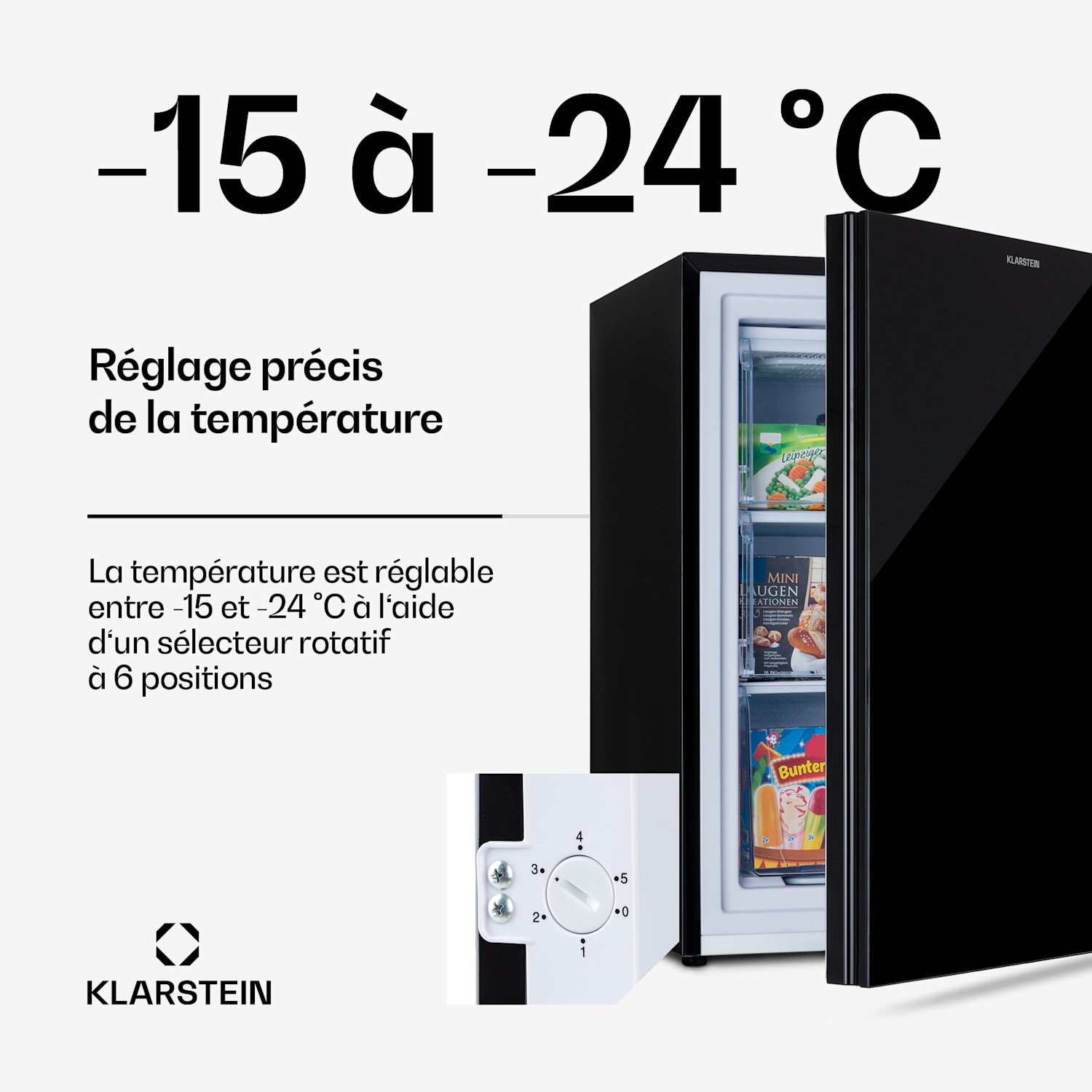 Congélateur Pluto 80L 4 étoiles 80 litres jusqu'à -18 °C Noir
