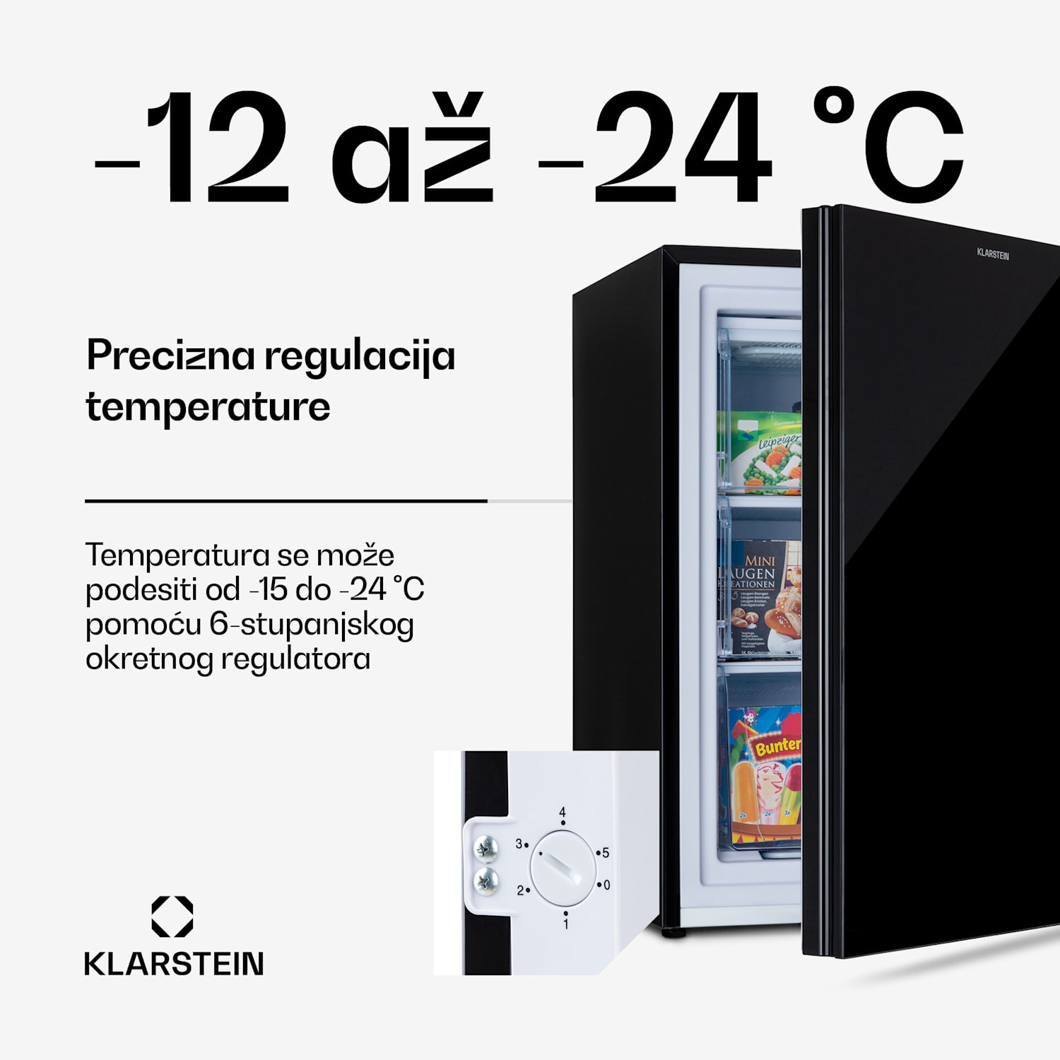 Pluto 80L, zamrzivač, 4 zvjezdice, 80 litara, do -18 ° C Crna
