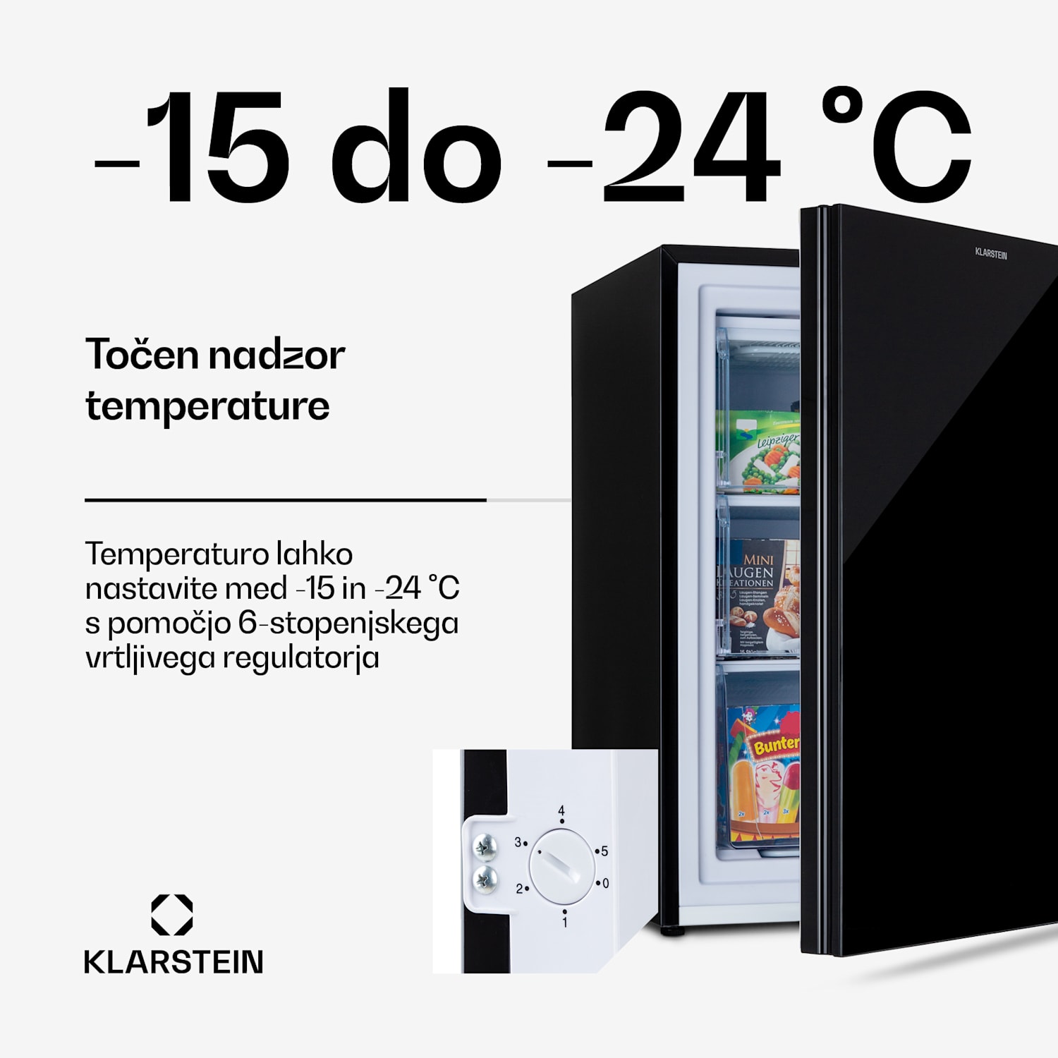 Pluto 80L, zamrzovalnik, 4 zvezdice, 80 litrov, do -18 °C Črna