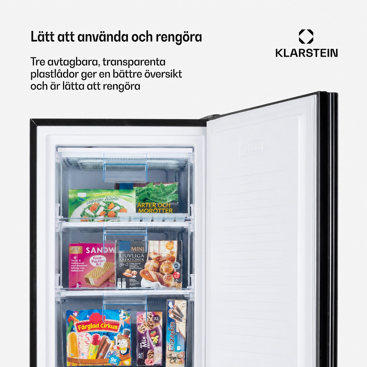 Pluto 80L frys 4-stjärnig 80 liter ner till -18 °C Svart