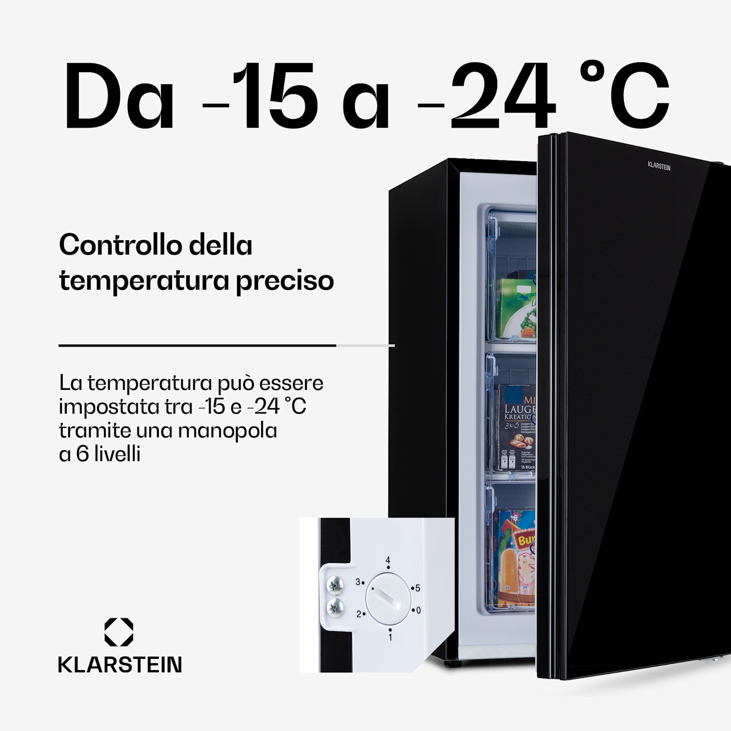 Pluto 60L - Congelatore 4 stelle, 60 litri, fino a -18 °C Nero
