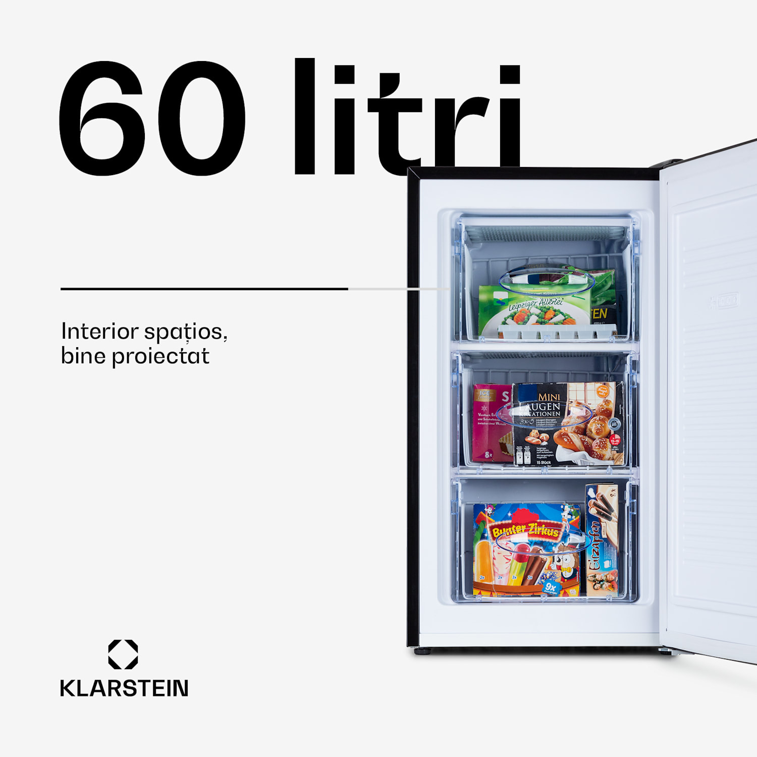 Pluto 60L, congelator, 4 stele, 60 litri, până la -18 ° C Negru