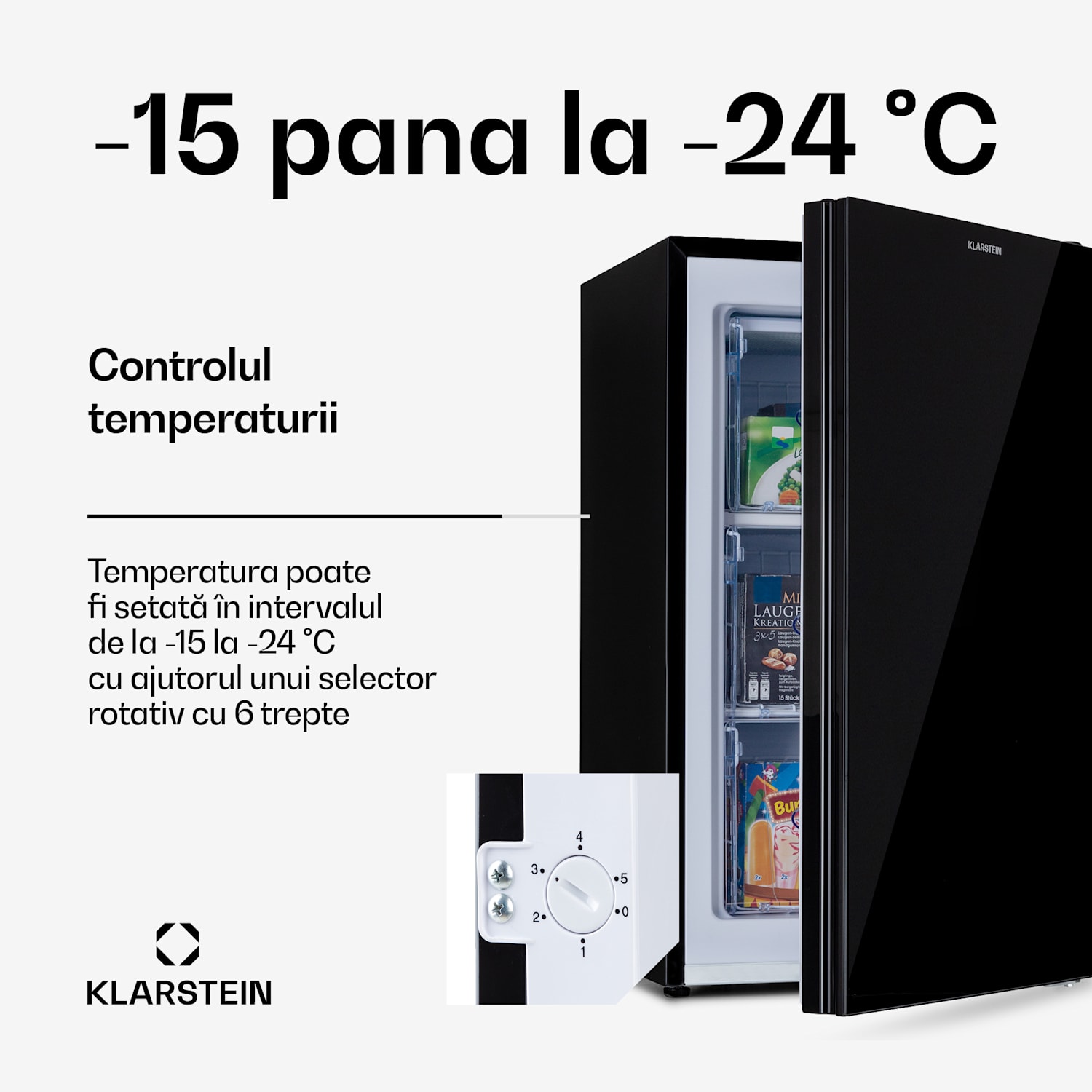 Pluto 60L, congelator, 4 stele, 60 litri, până la -18 ° C Negru
