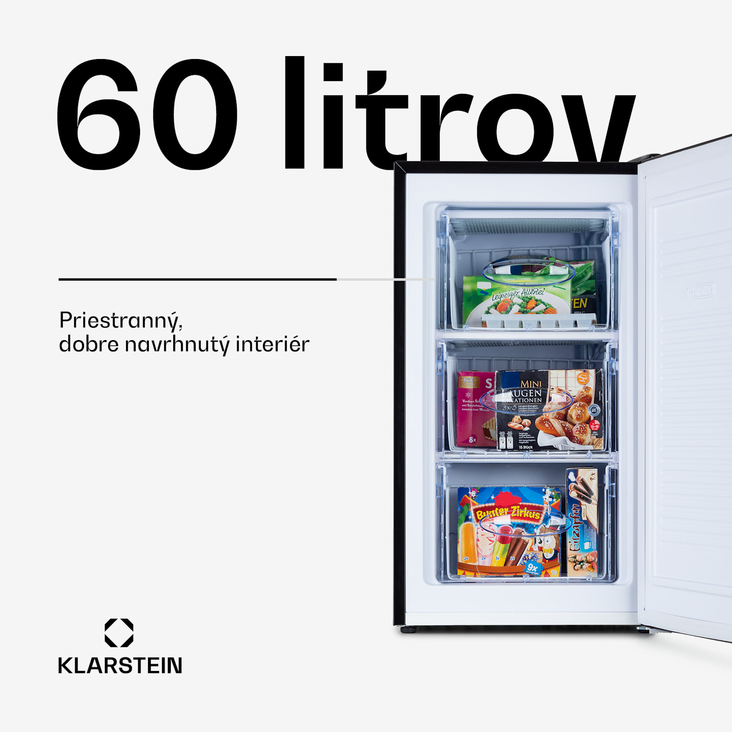 Pluto 60L, mraznička, 4-hviezdičková, 60 l, do -18 °C Čierna