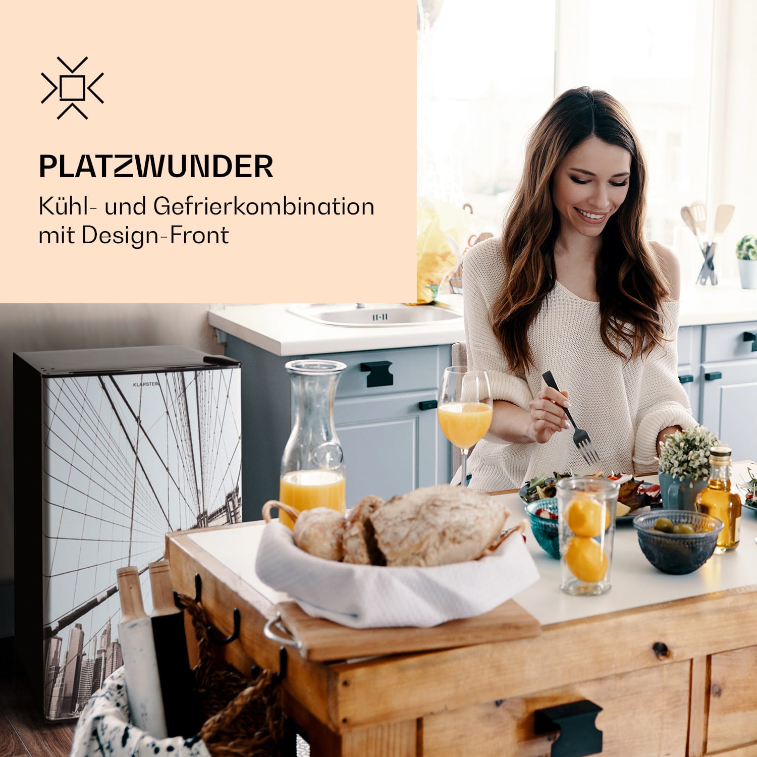 Combiné réfrigérateur-congélateur CoolArt 79L CEE E compartiment congélateur 9l porte design 