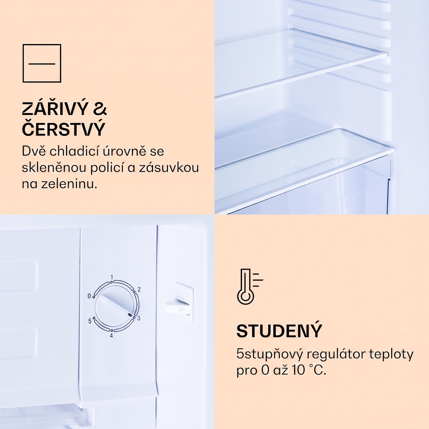 CoolArt, lednice, mrazící prostor, 79 l/9 l, energetická třída E, designové dveře 