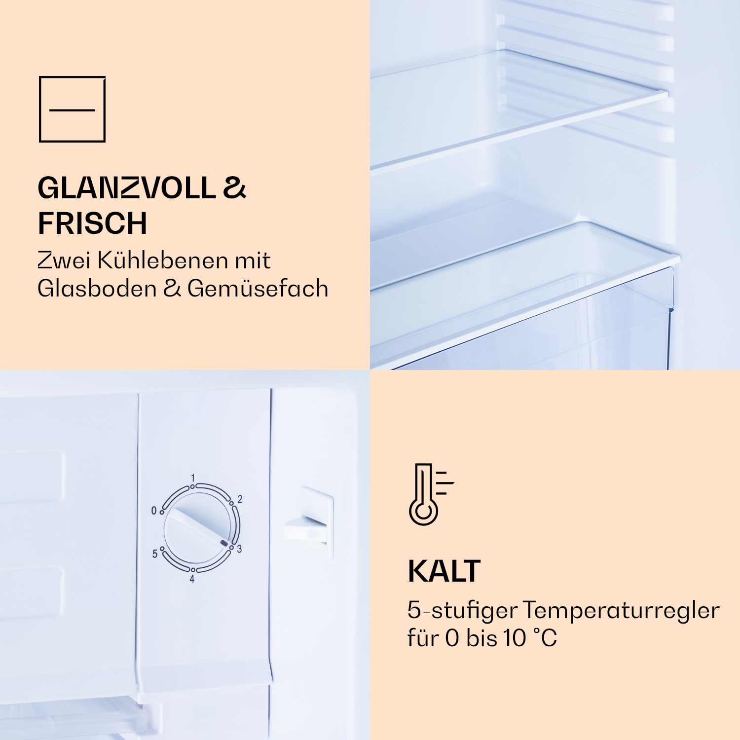 CoolArt 79L Kühl-Gefrier-Kombination EEK E Gefrierfach 9l Designtür 
