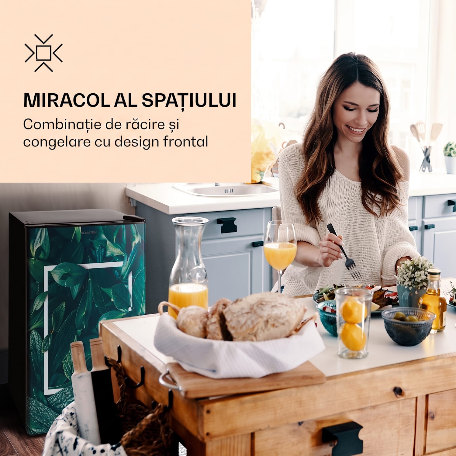 CoolArt, 79L, combinație de frigider cu congelator, EEK E, congelator 9l, ușă de design 