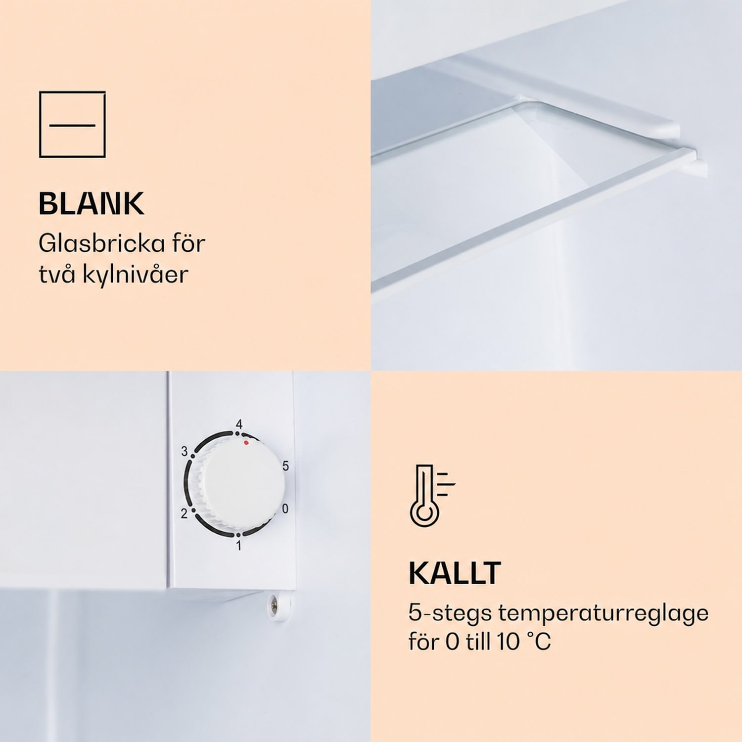 CoolArt 45L minikylskåp EEK E frysfack 1,5 l designdörr 