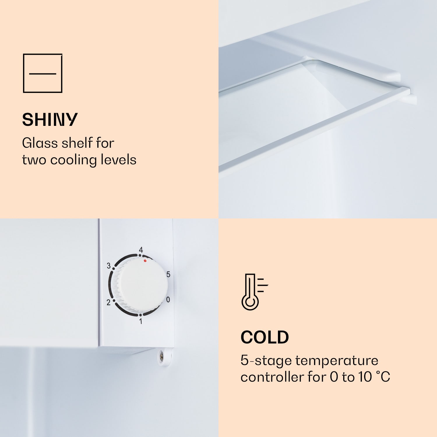 CoolArt, 45L, mini hladnjak, EET E, zamrzivač 1,5 l, dizajnerska vrata 