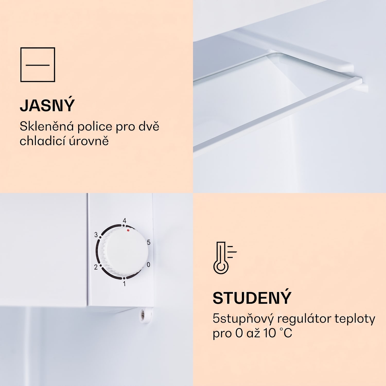 CoolArt 45 l, mini lednice, EEK E, mrazicí prostor 1,5 l, designové dveře 