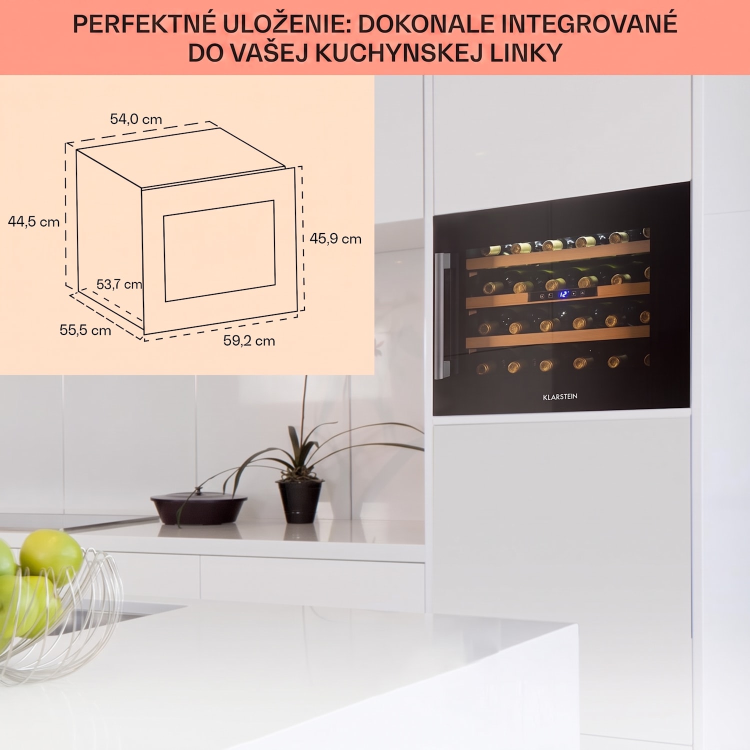 Vinsider 24 Onyx Edition, vstavaná vinotéka, energet. trieda G 24 fliaš | 1 chladiaca zóna | Čierna