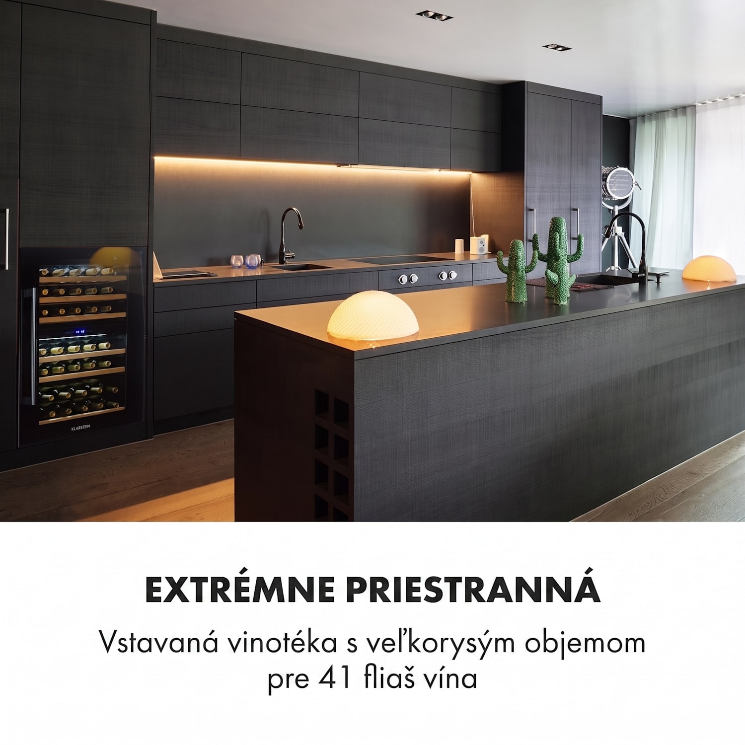 Vinsider 35D Onyx Edition, vstavaná vinotéka, energet. trieda G 41 fliaš | 2 chladiace zóny | Čierna