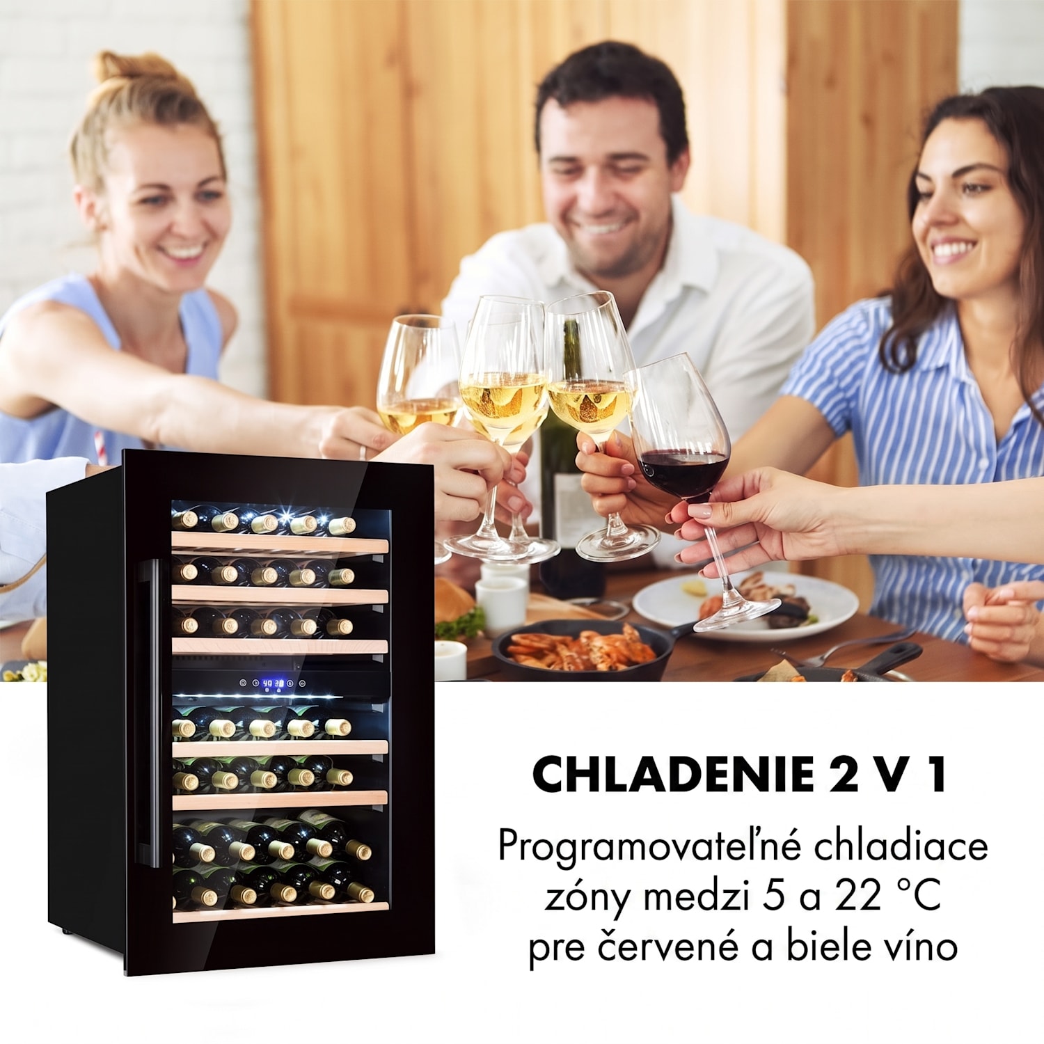 Vinsider 35D Onyx Edition, vstavaná vinotéka, energet. trieda G 41 fliaš | 2 chladiace zóny | Čierna
