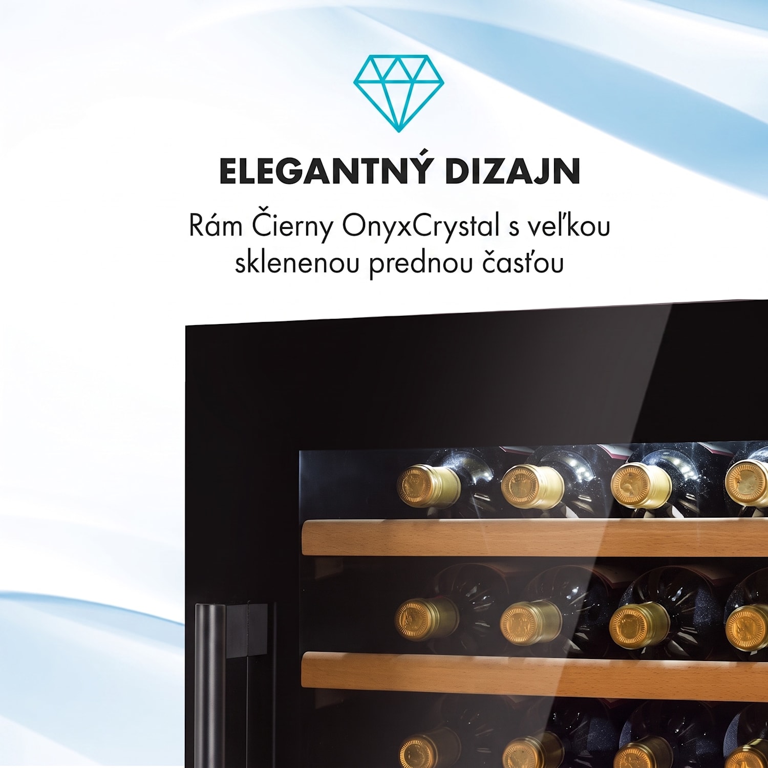 Vinsider 35D Onyx Edition, vstavaná vinotéka, energet. trieda G 41 fliaš | 2 chladiace zóny | Čierna