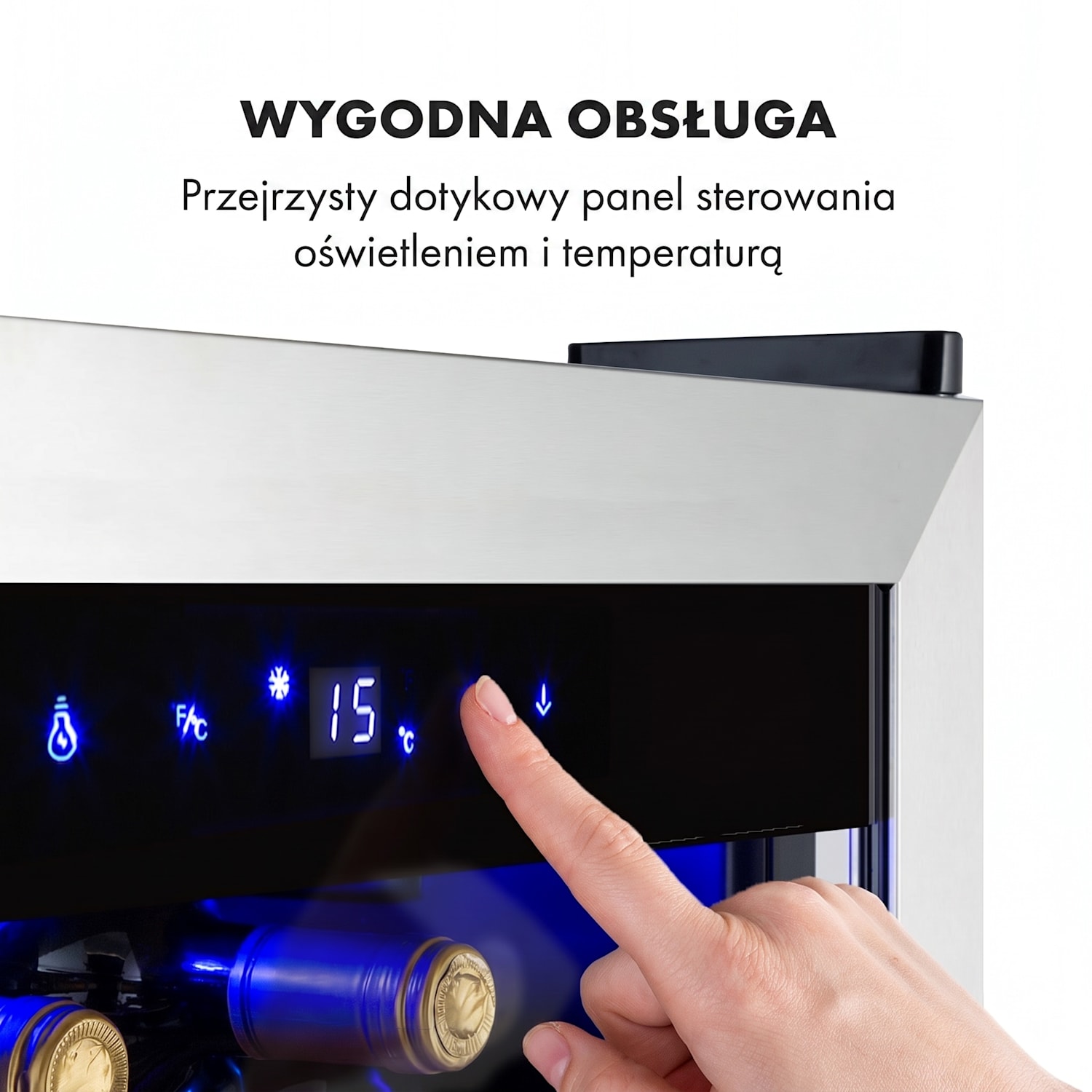 Vinamour 48 Uno, chłodziarka do wina, 128 l, 48 butelek, 3 półki, 4-18°C, stal szlachetna 48 butelek | 1 strefa chłodzenia | Czarny