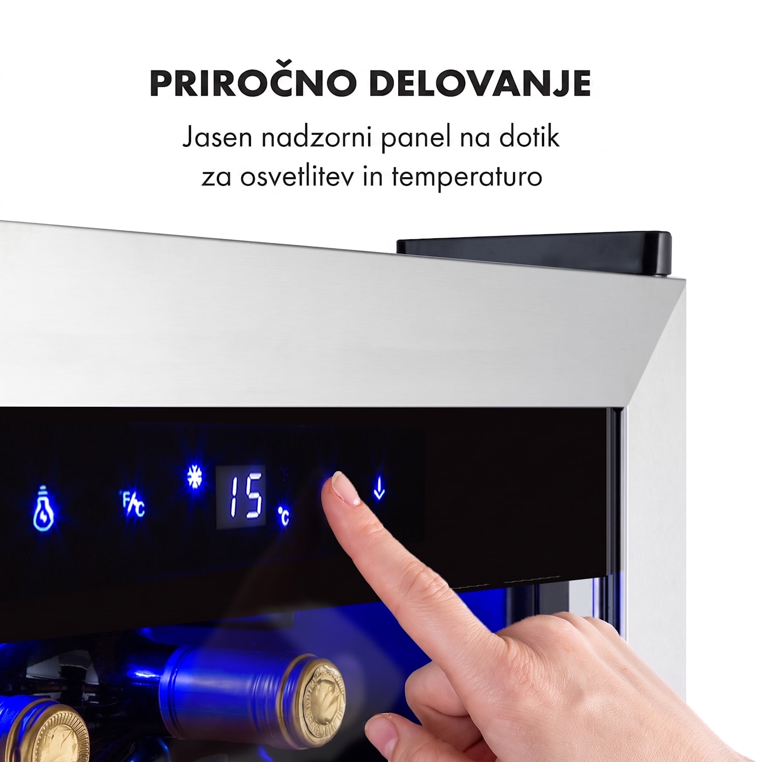 Vinamour 48 Uno, vinska omara, 128 l, 48 steklenic, 3 police, 4 – 18 °C, nerjaveče jeklo 48 steklenic | 1 | Črna