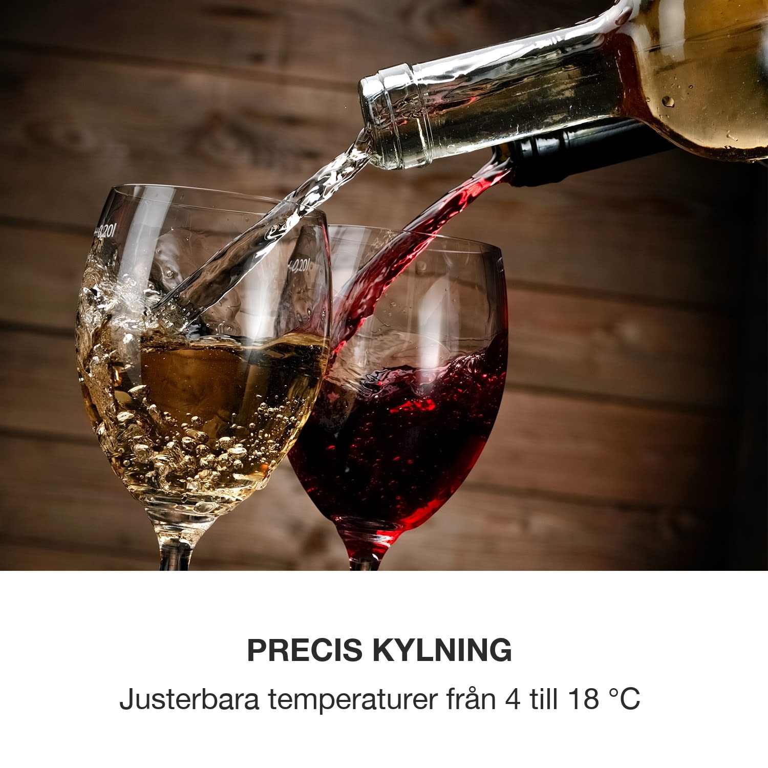 Vinamour 48 Uno Vinkylskåp 128l 48fl 3 insatser 4-18°C 48 flaskor | 1 kylzon | Svart