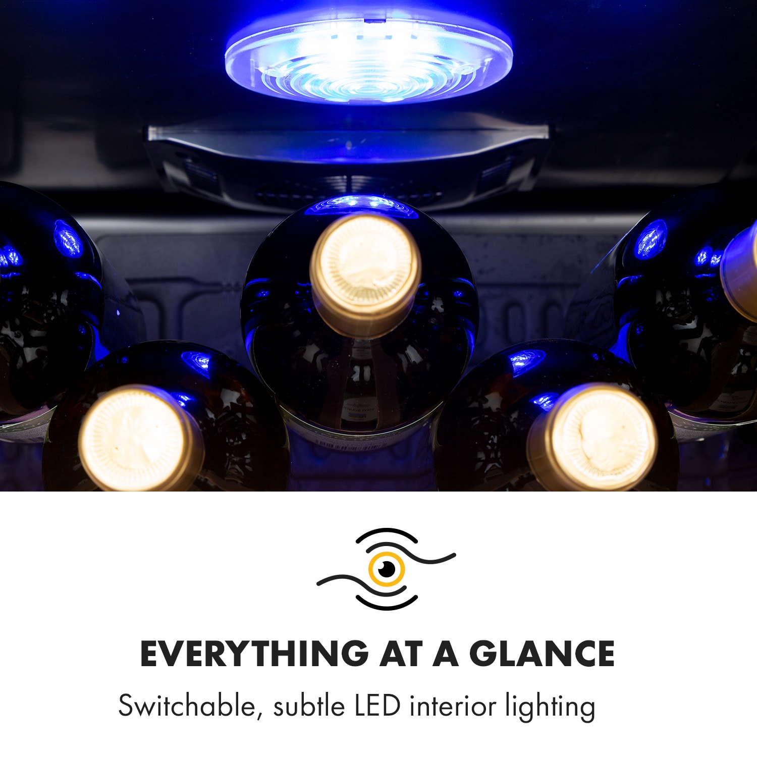 Vinamour 48 Uno, borhűtő, 128 liter, 48 palack, 3 polc, 4 - 18 °C, rozsdamentes acél 48 palack | 1 hűtőzóna | Fekete