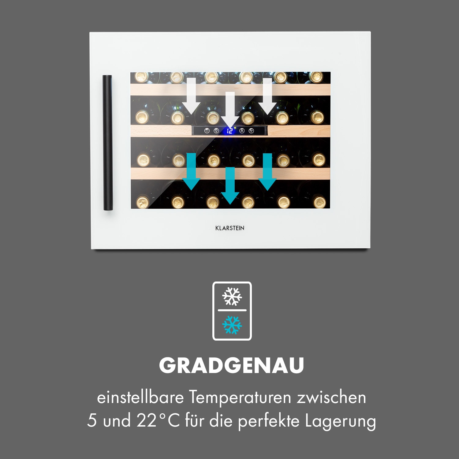 Vinsider 24 Built-In Uno Einbau-Weinkühlschrank 24 Flaschen 57 Liter 24 Flaschen | 1 Kühlzone | Weiß