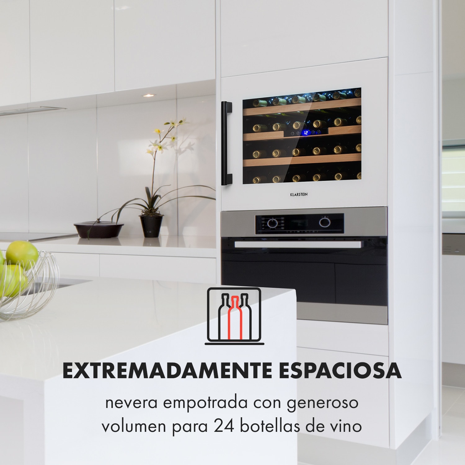 Vinsider 24 Built-In Uno Nevera para vinos empotrable 24 botellas 57 Litros 24 botellas | 1 zona de refrigeración | Blanco