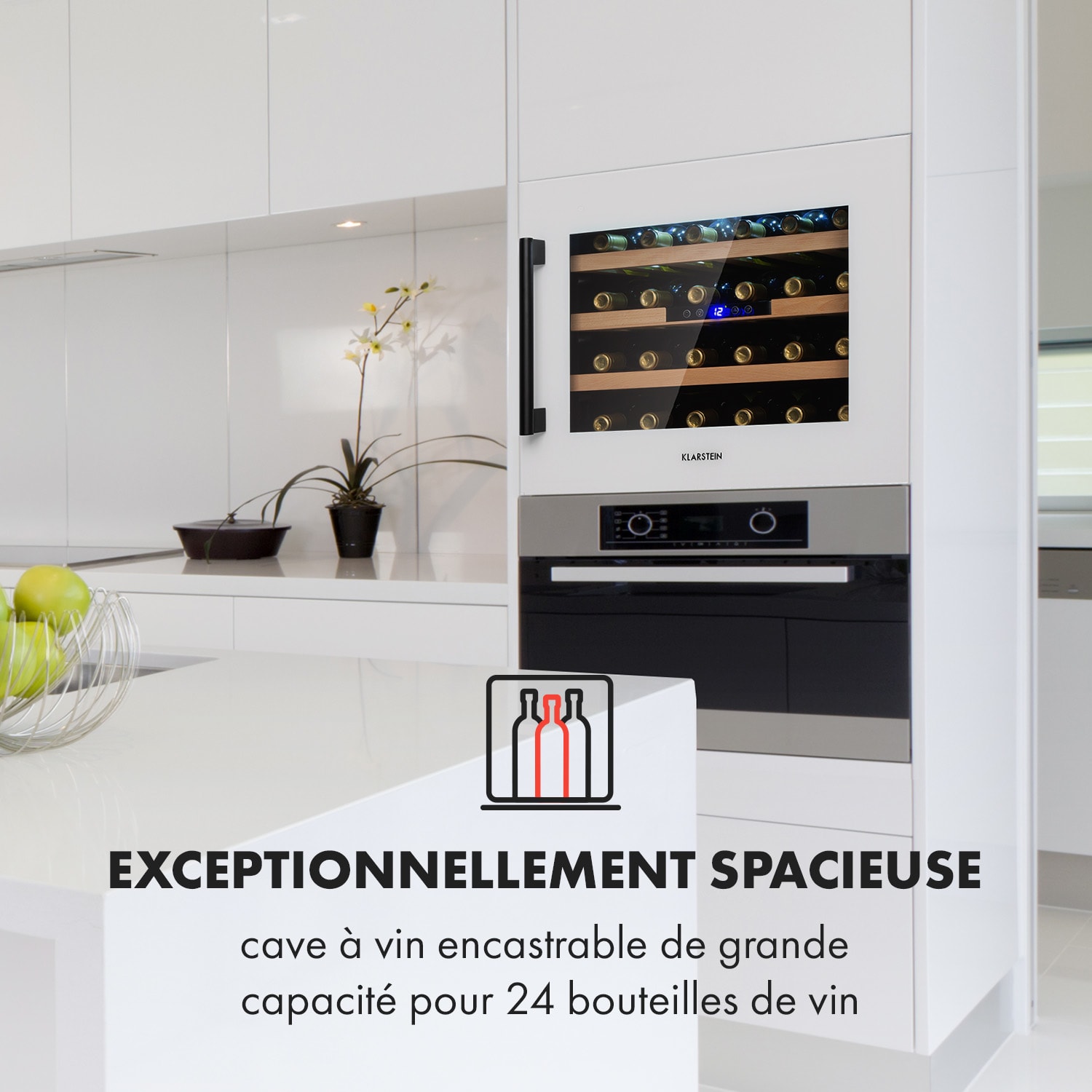 Vinsider 24 Built-In Uno Réfrigérateur à vin encastrable 24 Bouteilles 57 Litres 24 bouteilles | 1 zone de conservation | Blanc