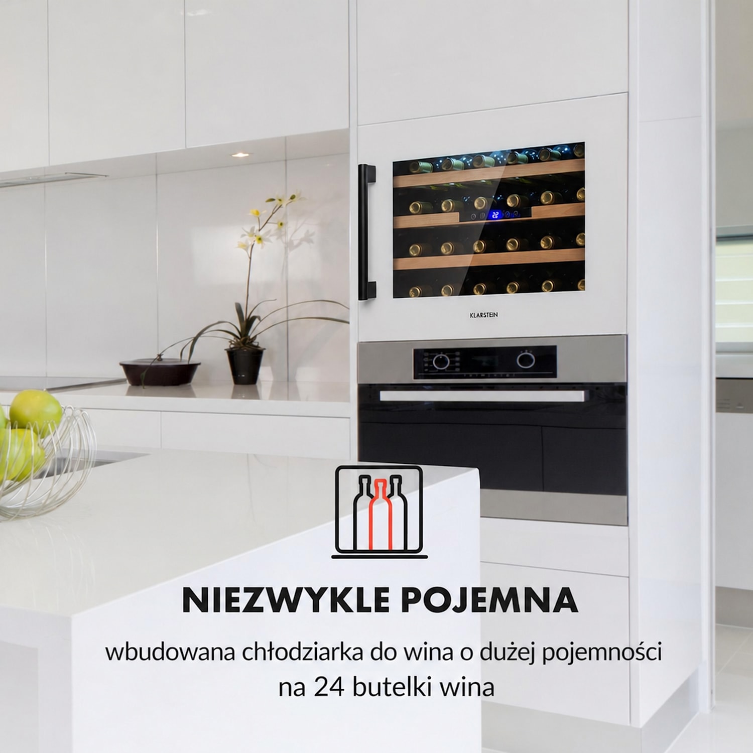Vinsider 24D Built-In Duo Quartz Edition, chłodziarka do wina, do zabudowy 55 cm | 24 butelki | Biały