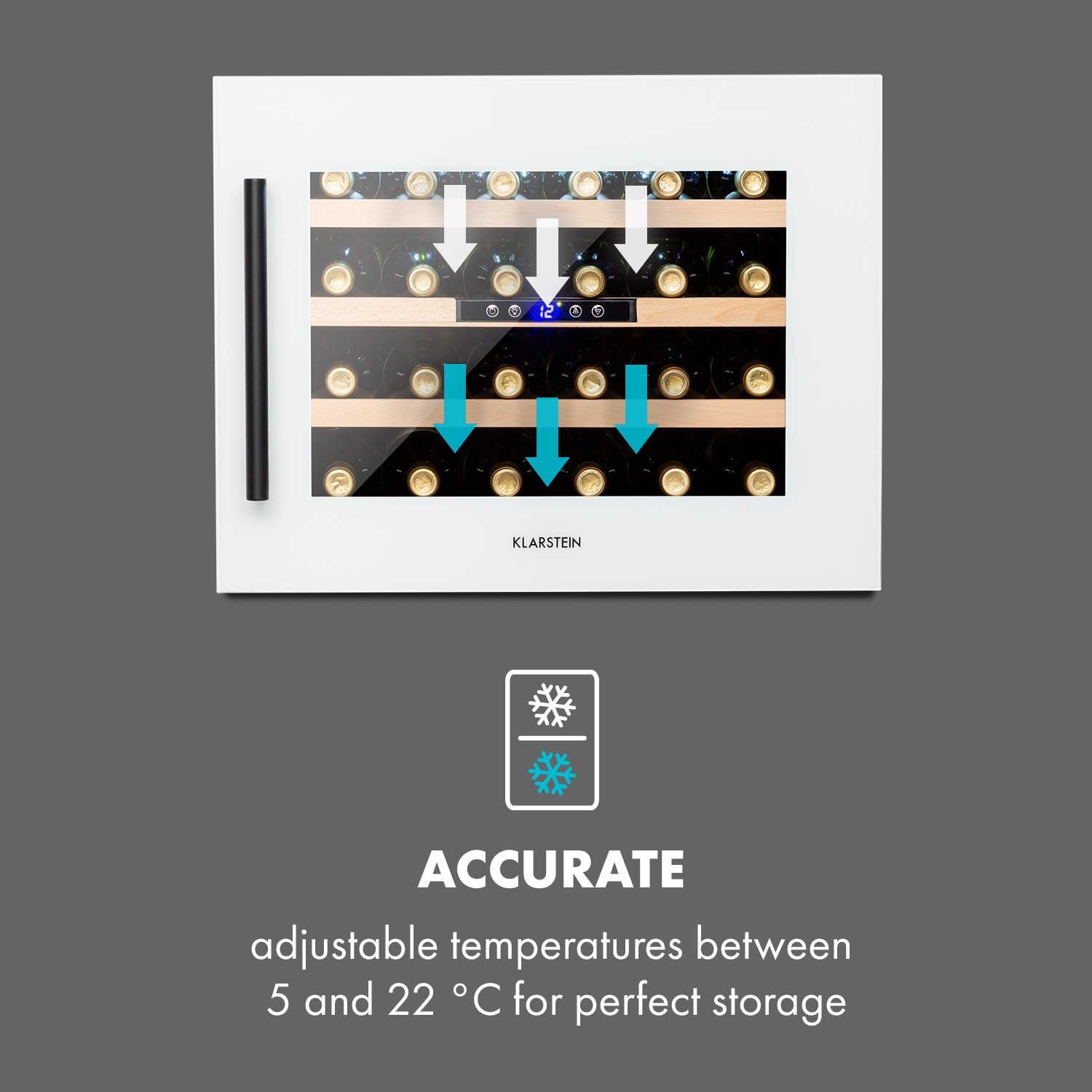 Vinsider 24D Built-In, beépített borhűtő, Quartz Edition 24 palack | 1 hűtőzóna | Fehér